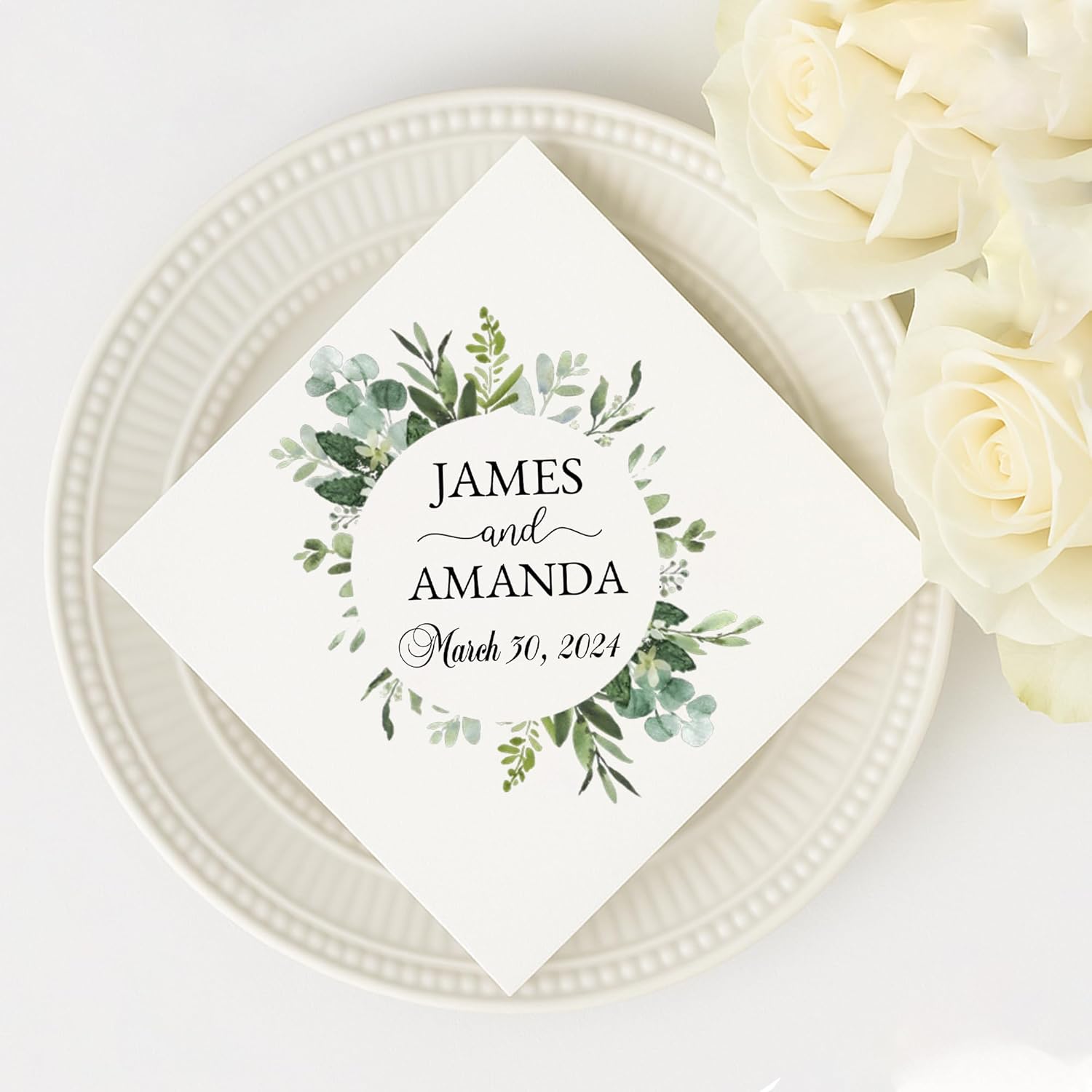 Luxury Personalized Napkins For Wedding Custom Printed Couple Name Paper