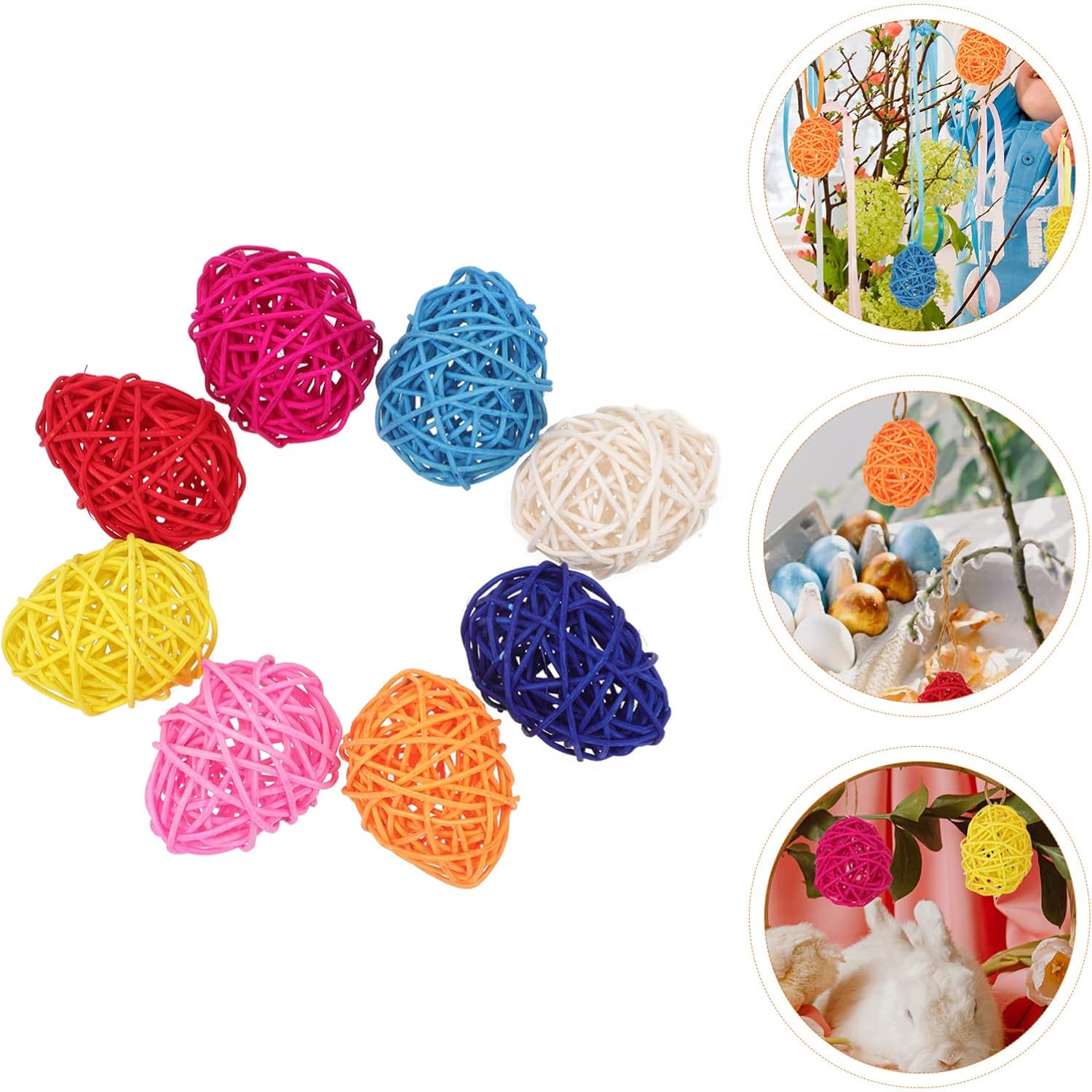 IMIKEYA 8pcs Wicker Rattan Ball Decorative Orbs