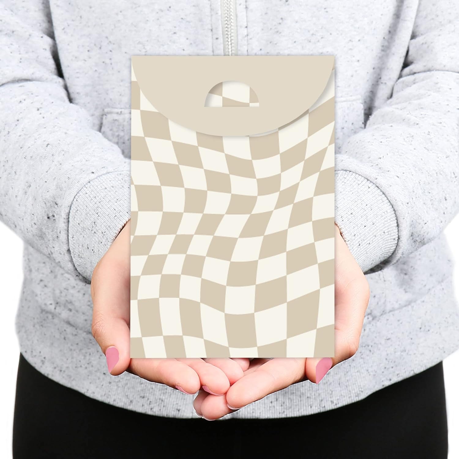 Tan Checkered Party Goodie Bags Set of 12
