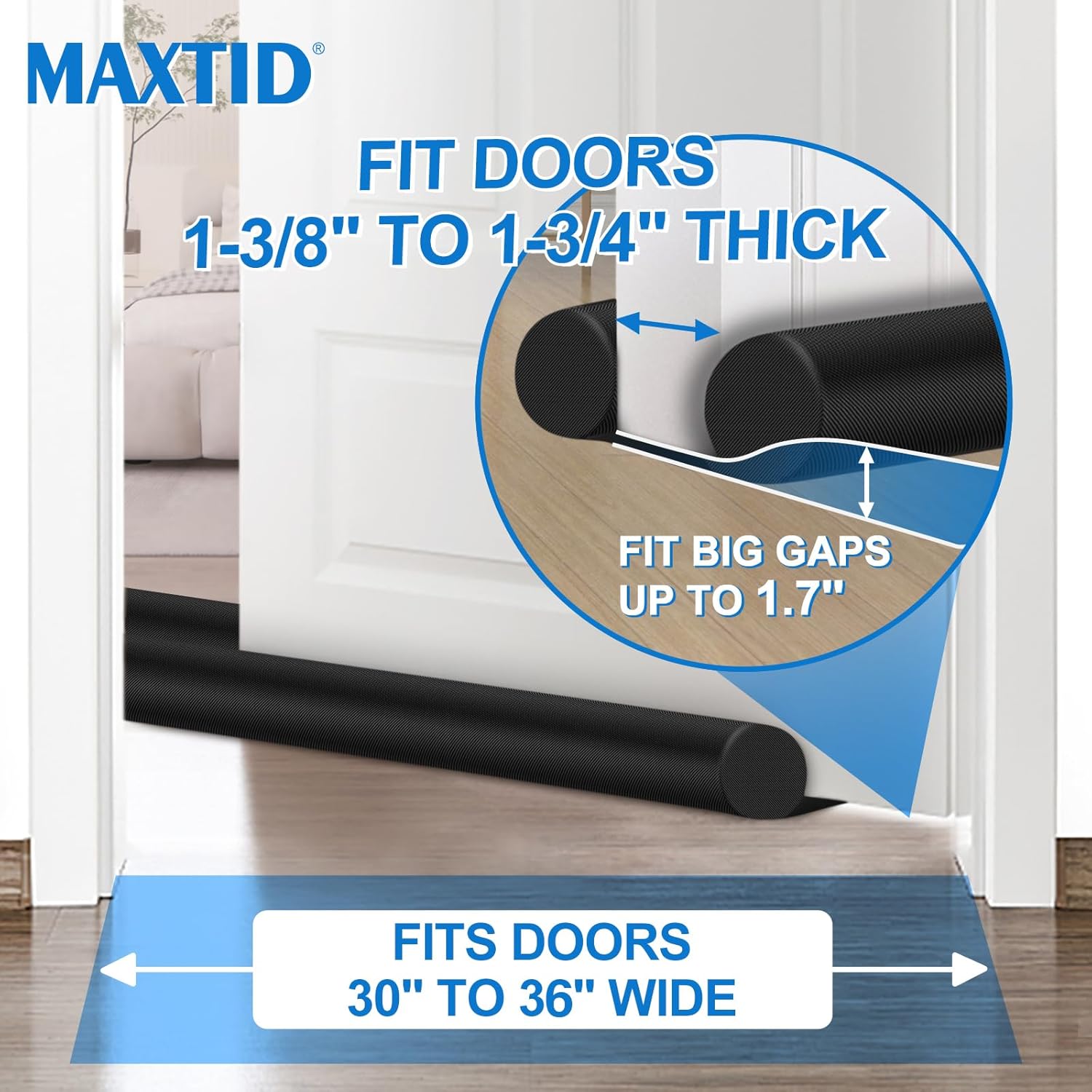 MAXTID Large Door Draft Stopper 36 Black