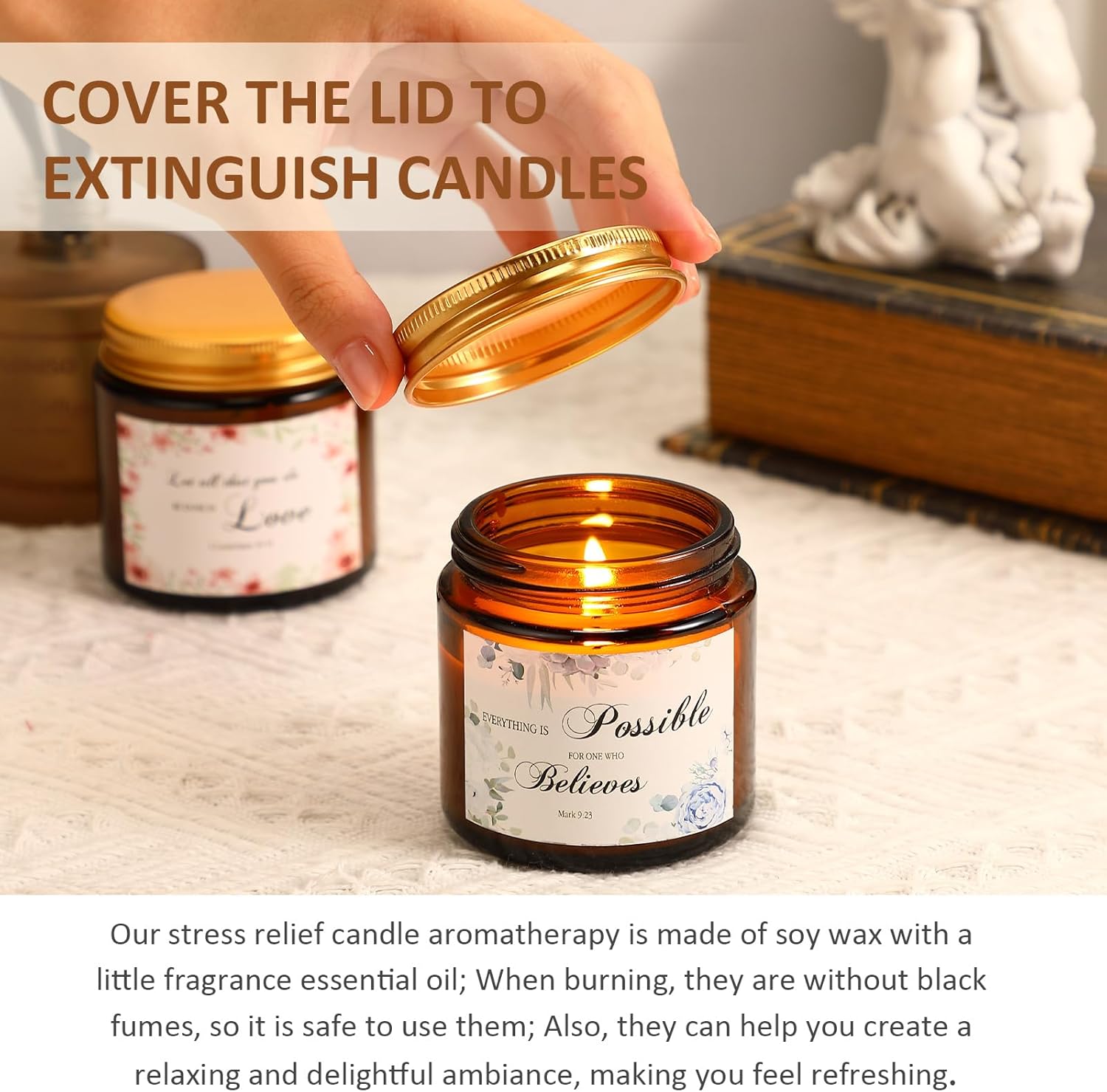 MTLEE 10 Jar Christian Scented Candles Stress Relief Aromatherapy Gifts
