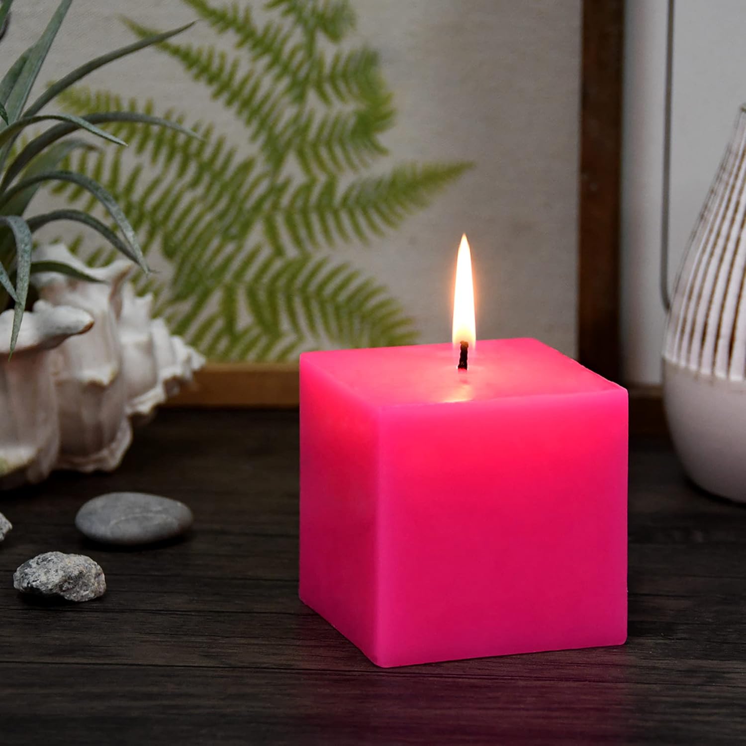 3 Inch HotPink Square Pillar Candles