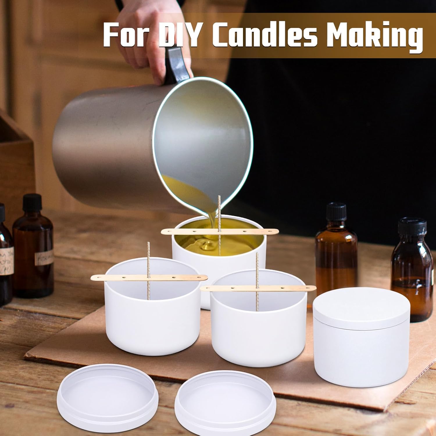 4 Oz Candle Tins Set of 24 Premium Matte White Jars with Lids