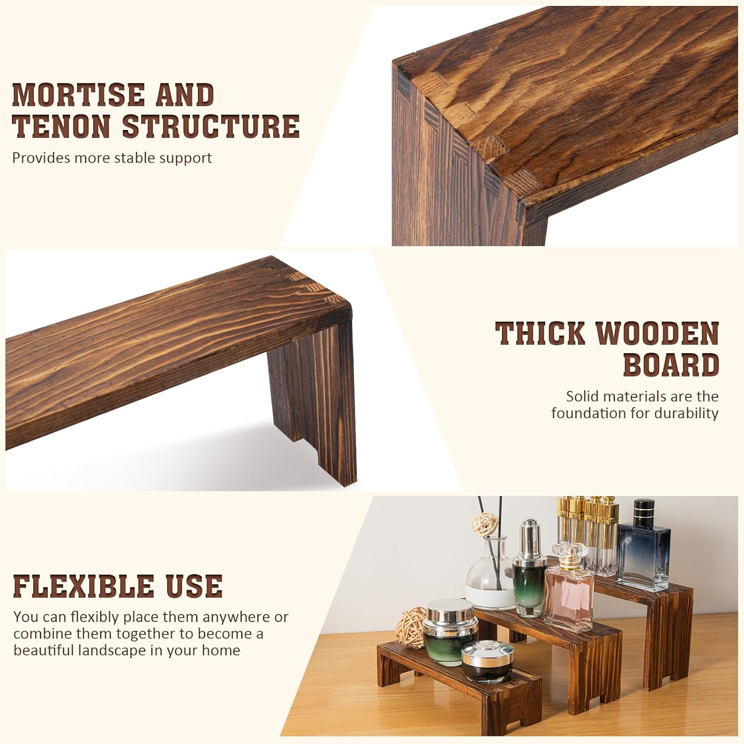 Yoshiky 3 Tier Wooden Cologne Display Riser Set