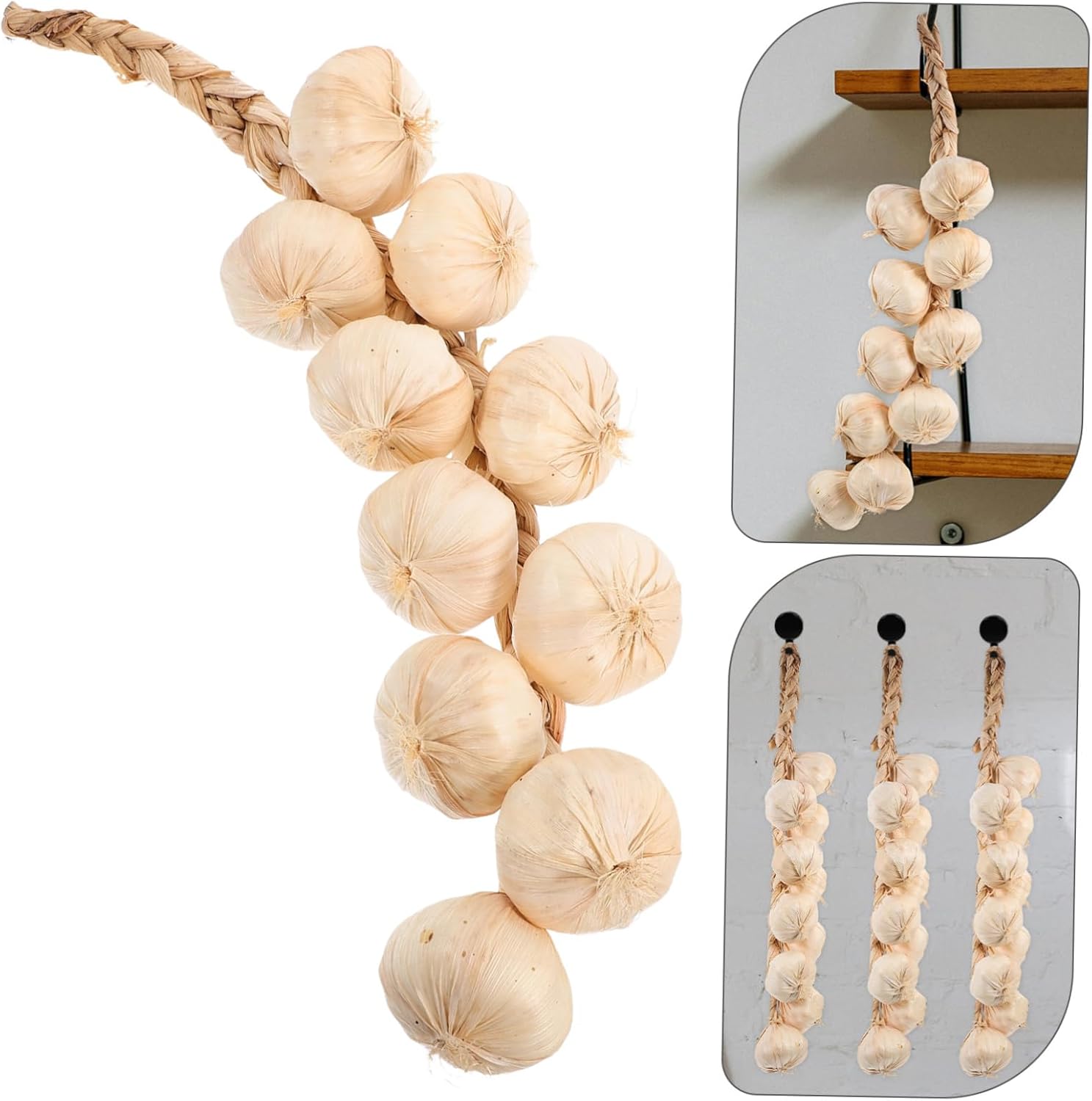 3Pcs Lifelike Fake Garlic Strings for Home and Photography Props