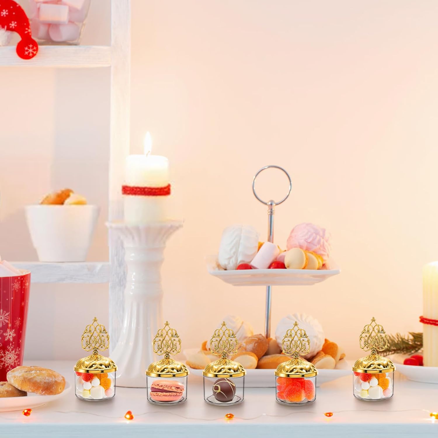 24 Pack Clear Candy Favor Boxes with Gold Lids