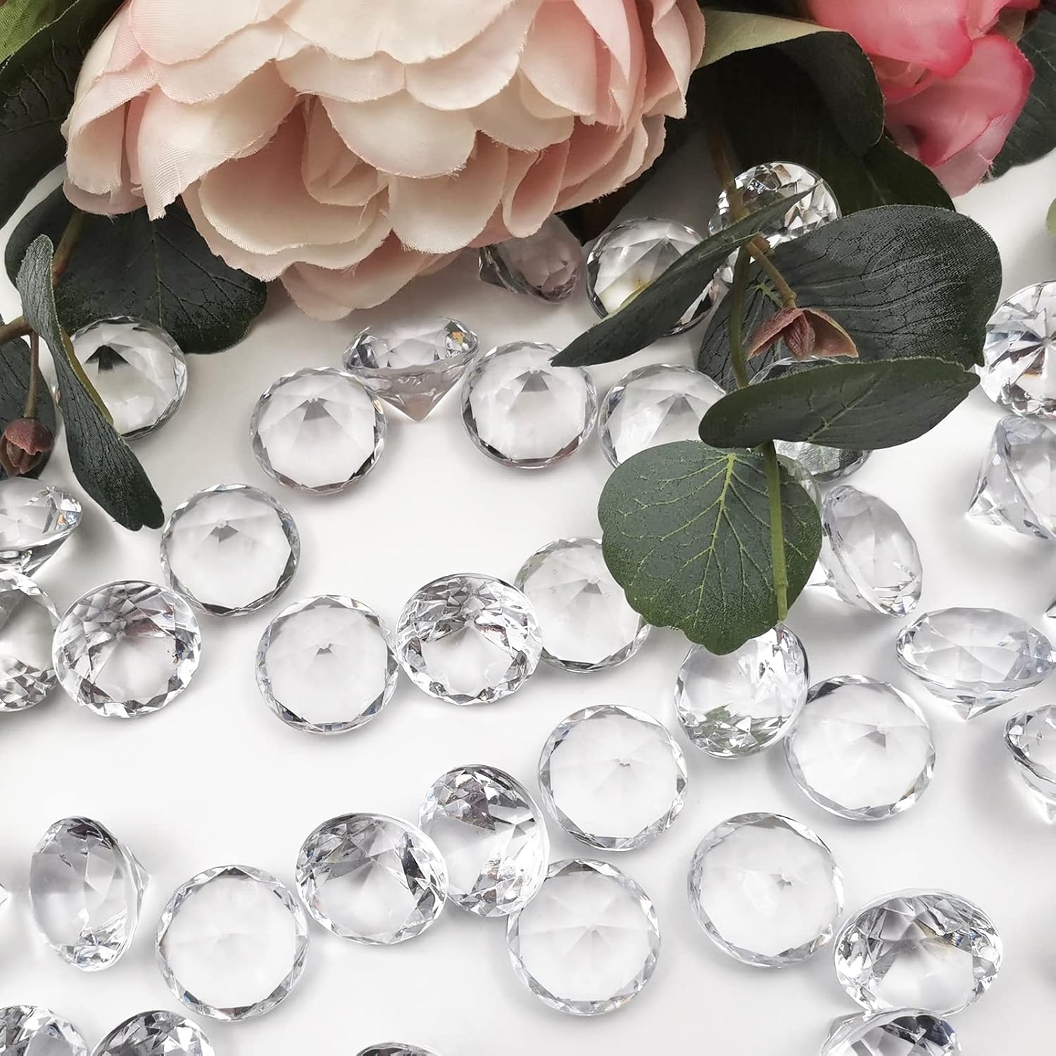 100 Pcs Clear Acrylic Diamond Gems for Wedding Decorations