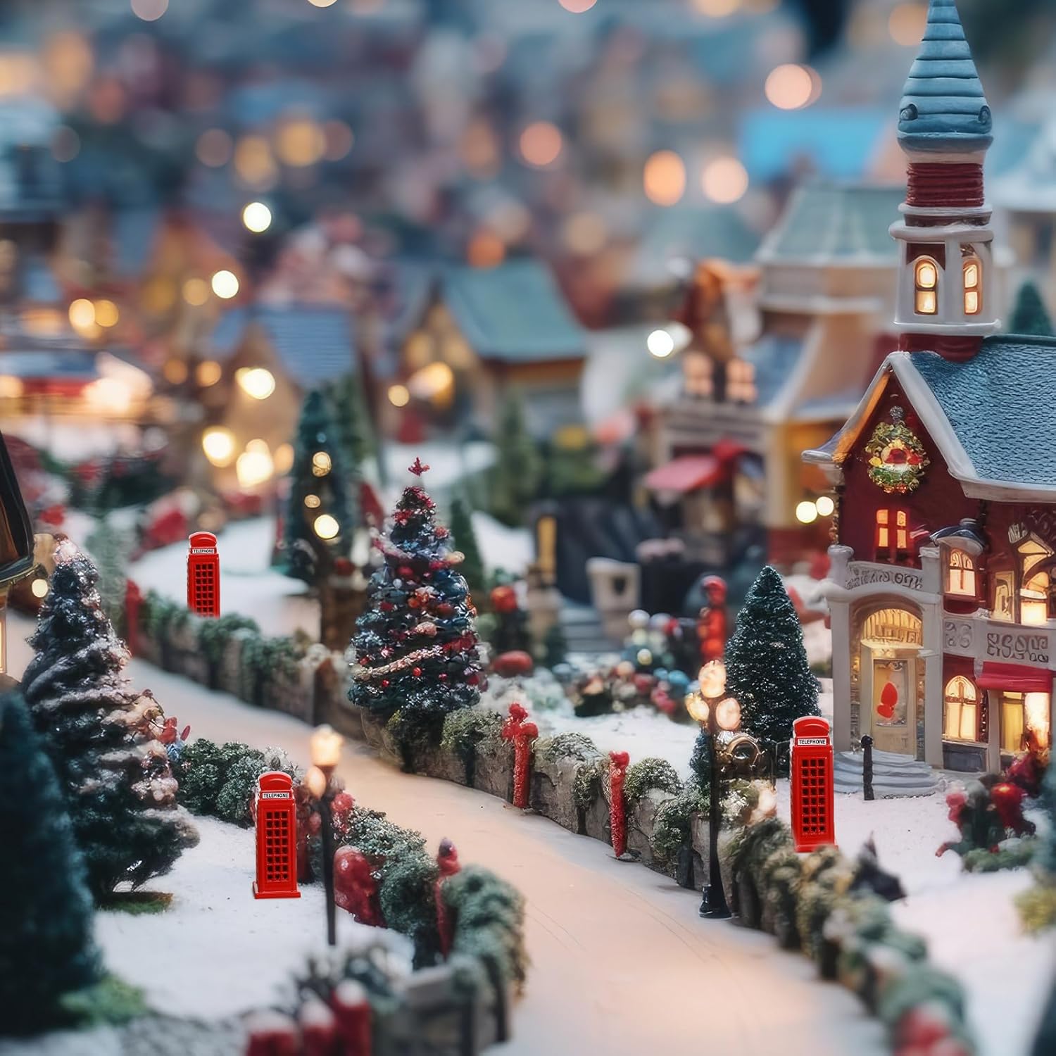 3 Pcs Christmas Mini Village Accessories Retro Decor
