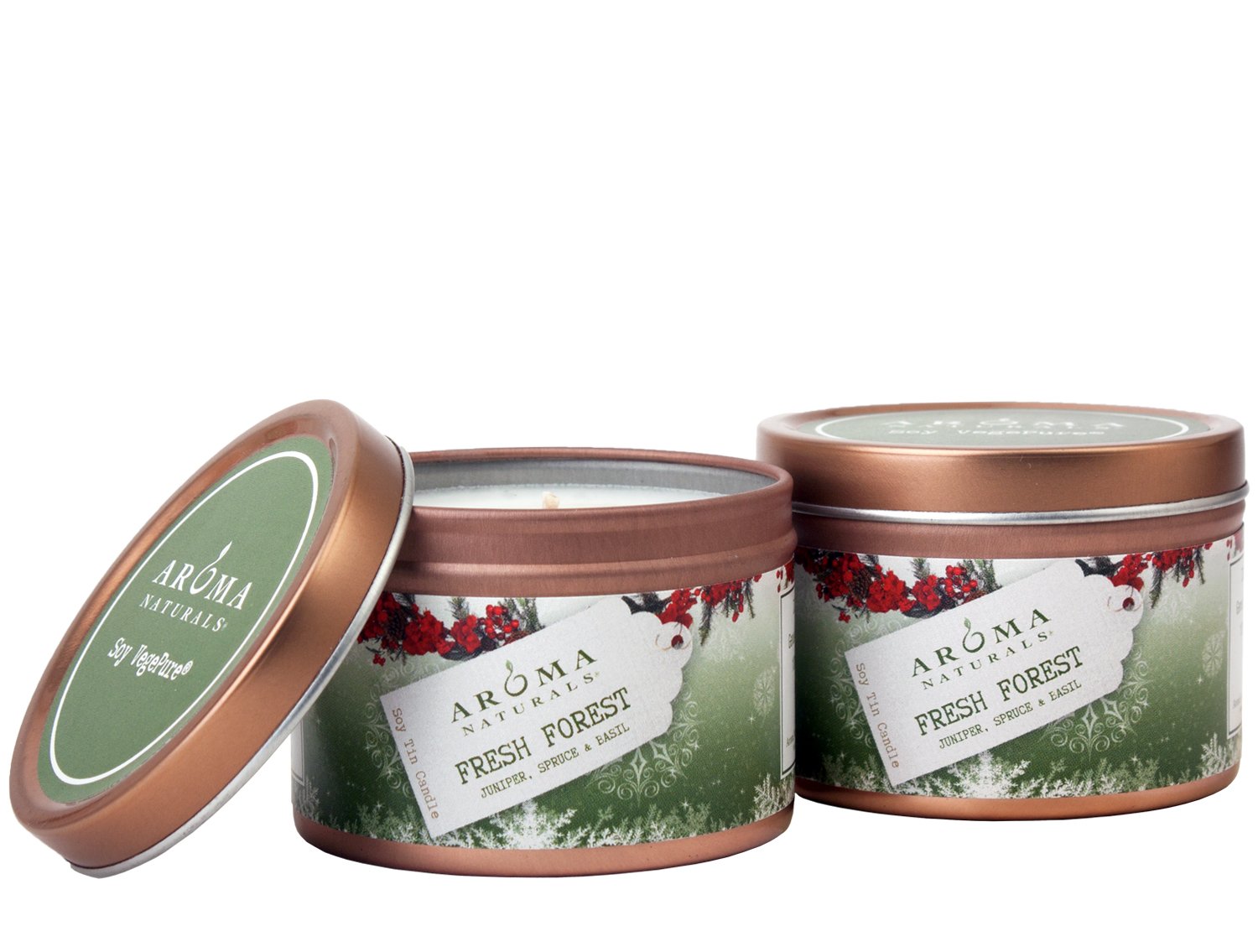 Aroma Naturals Soy Candles with Juniper Spruce Basil 2 Count