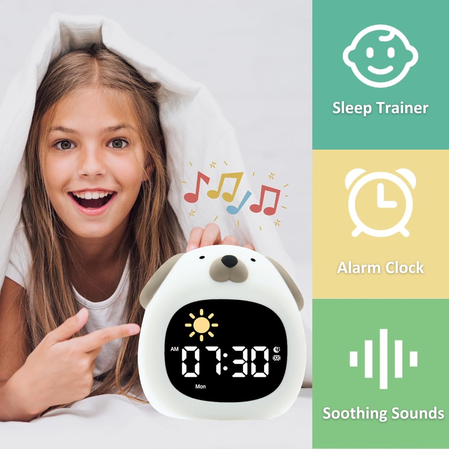 GALYNA Kids Alarm Clock with Night Light and White Noise