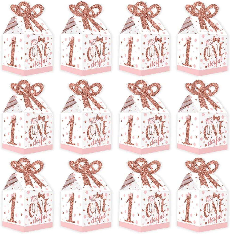 Big Dot of Happiness 1st Birthday Bow Box Set of 12