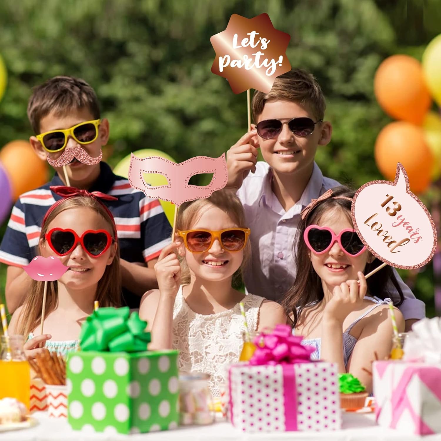 Rose Gold 13th Birthday Photo Booth Props Kit