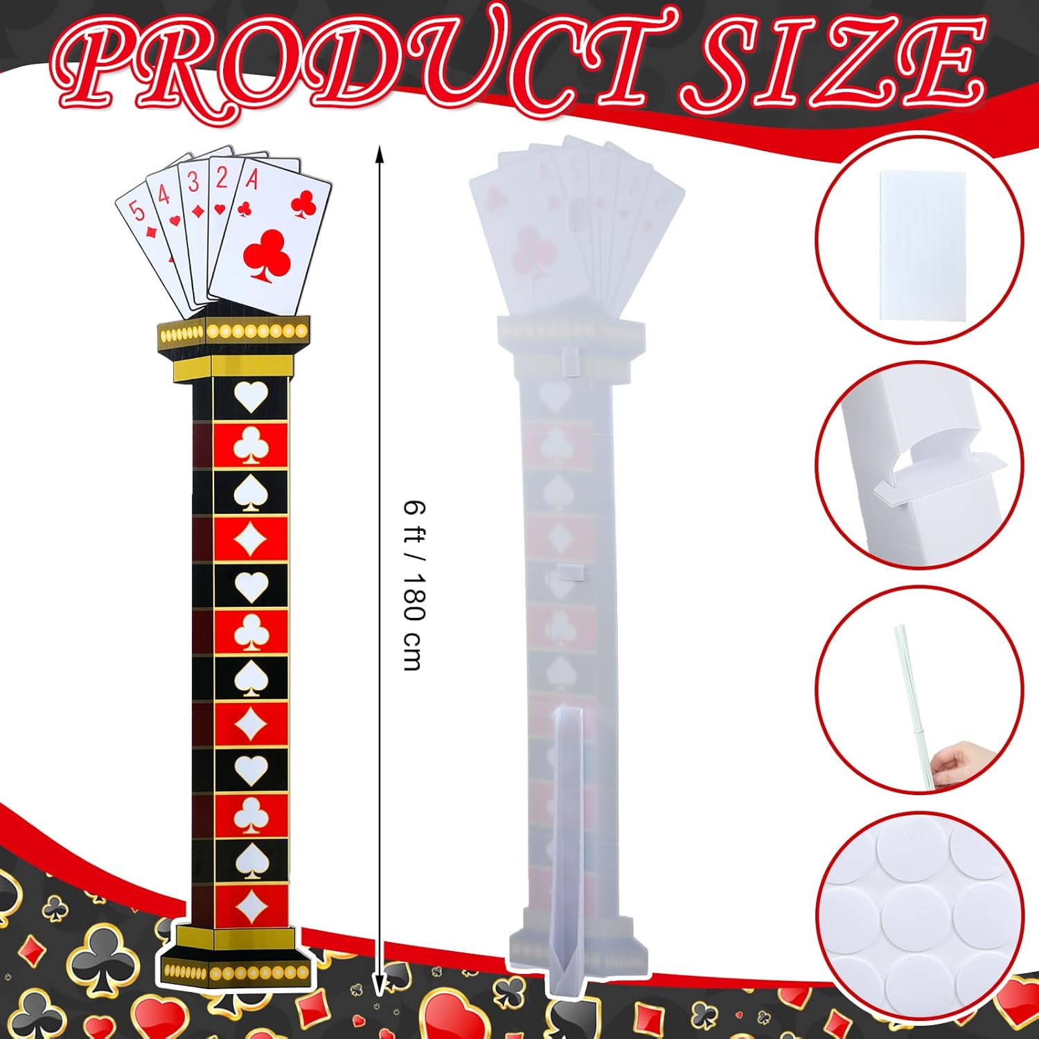 6 Ft Casino Column Cardboard Cutout Photo Prop