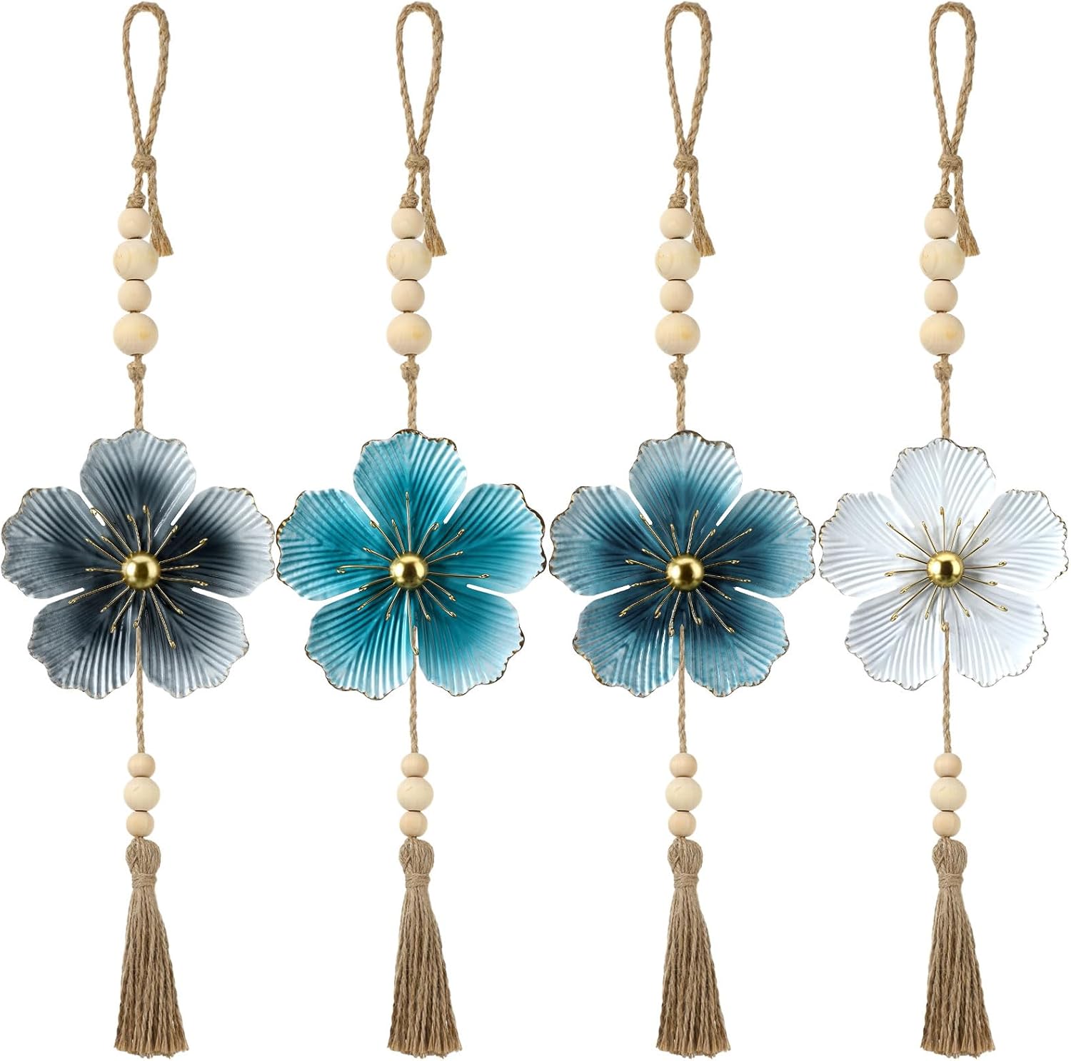 Tandefio 4 Pcs Metal Flower Wall Decor