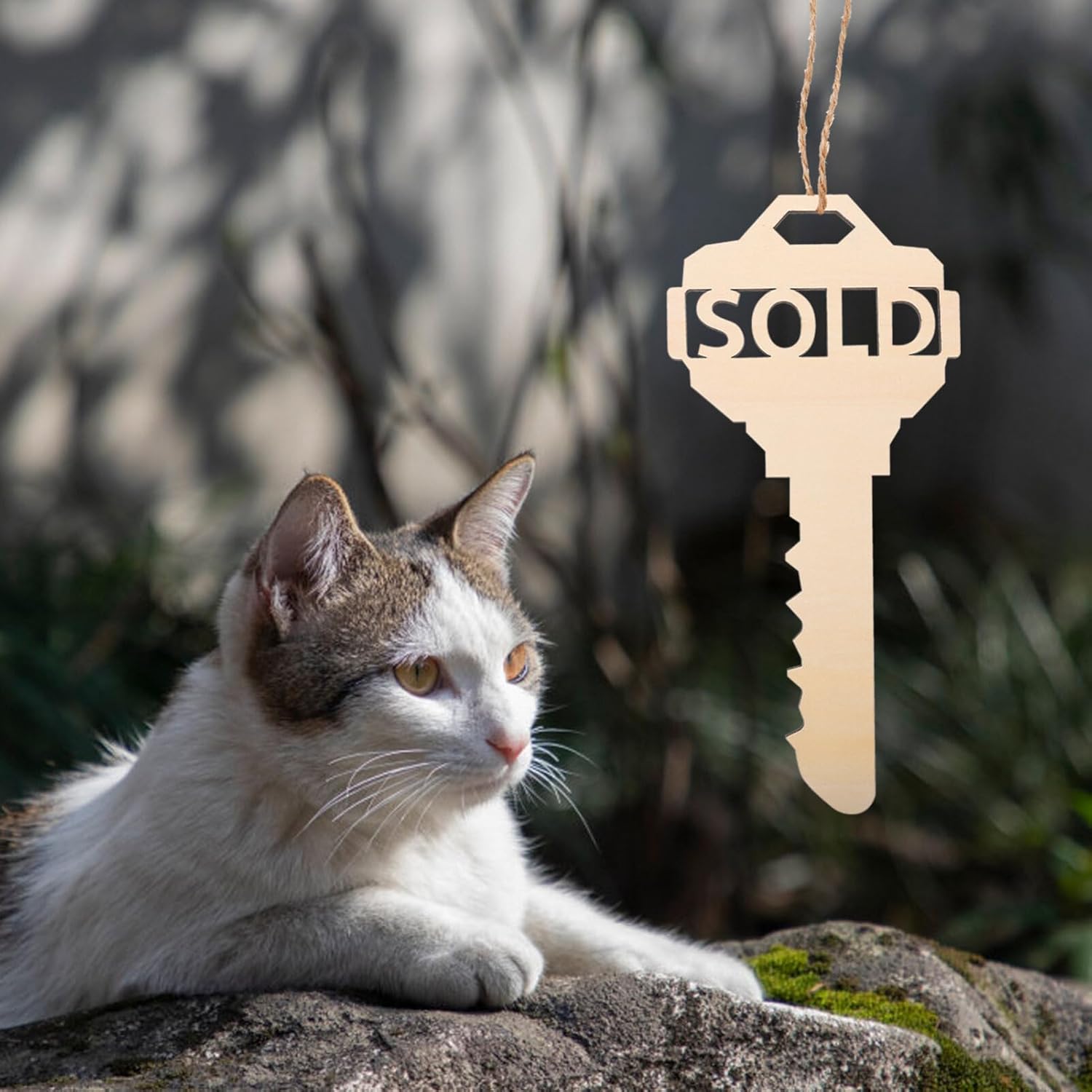 Real Estate Key Shaped Sold Sign Wooden Christmas Prop