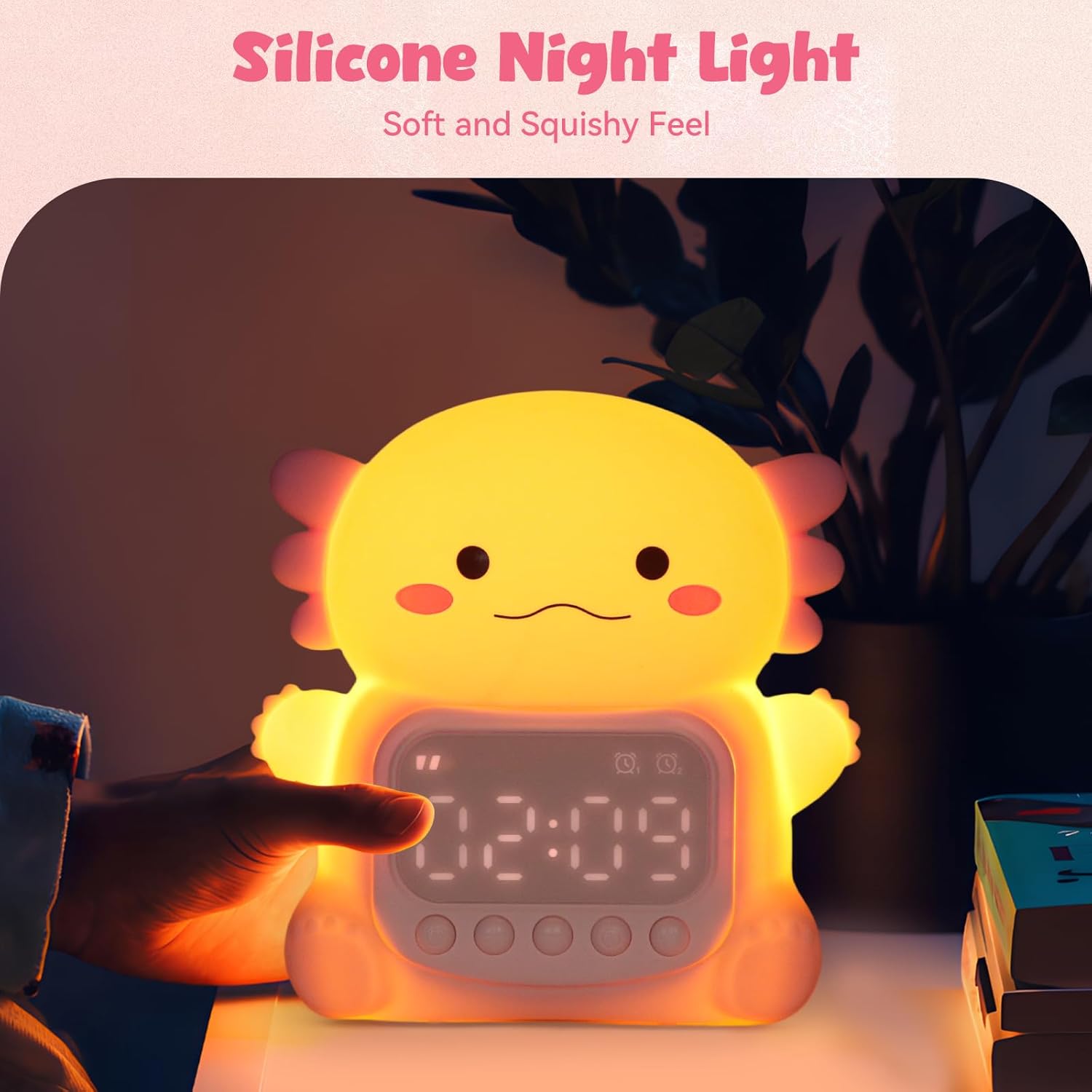 Axolotl Alarm Clock with Night Light for Kids