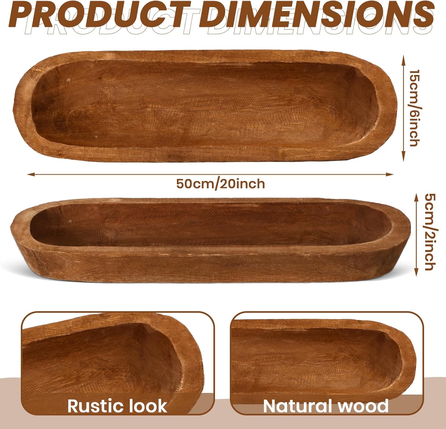 4 Pcs Wooden Dough Bowl Rustic Table Centerpiece