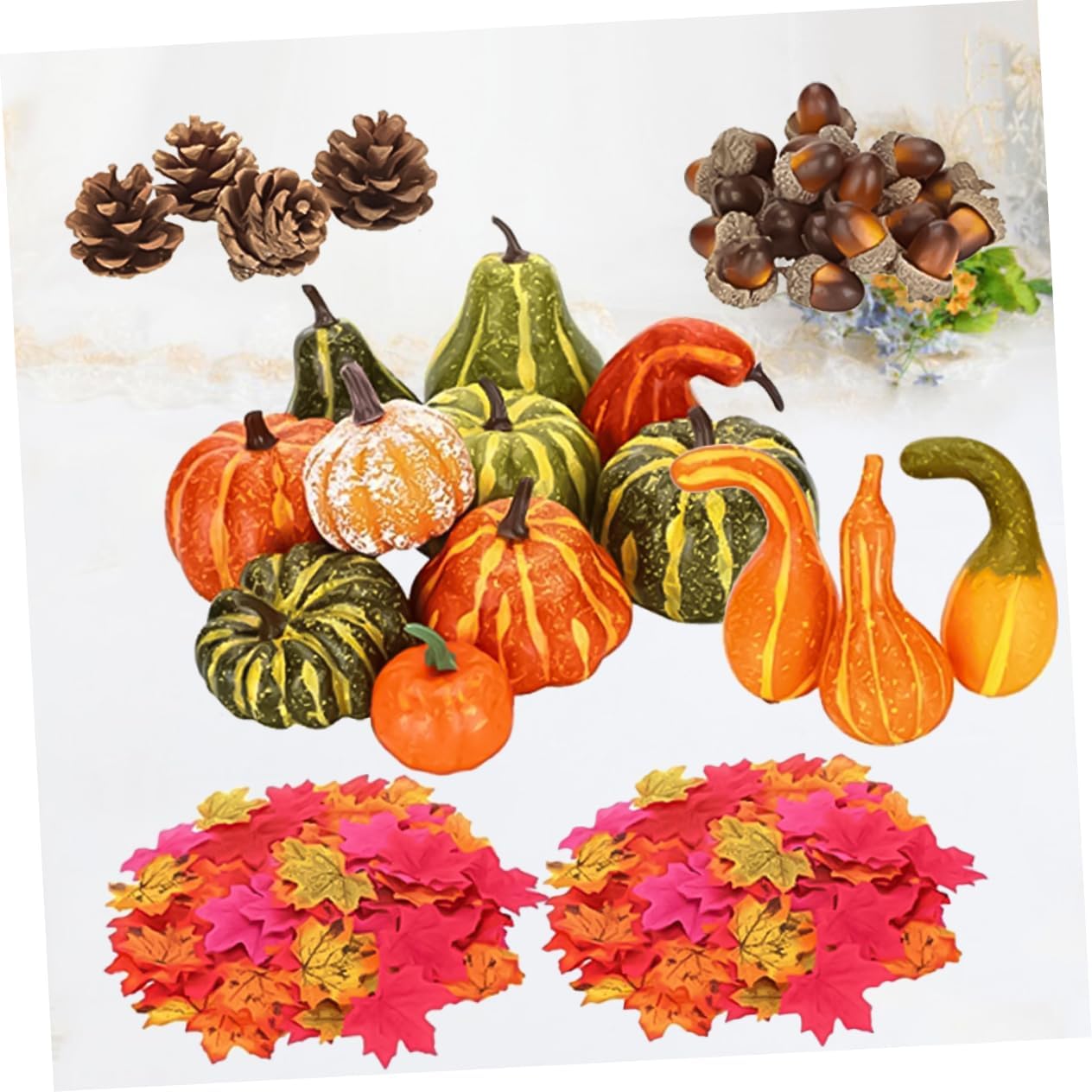141pcs Artificial Pumpkin and Acorn Decorations for Halloween