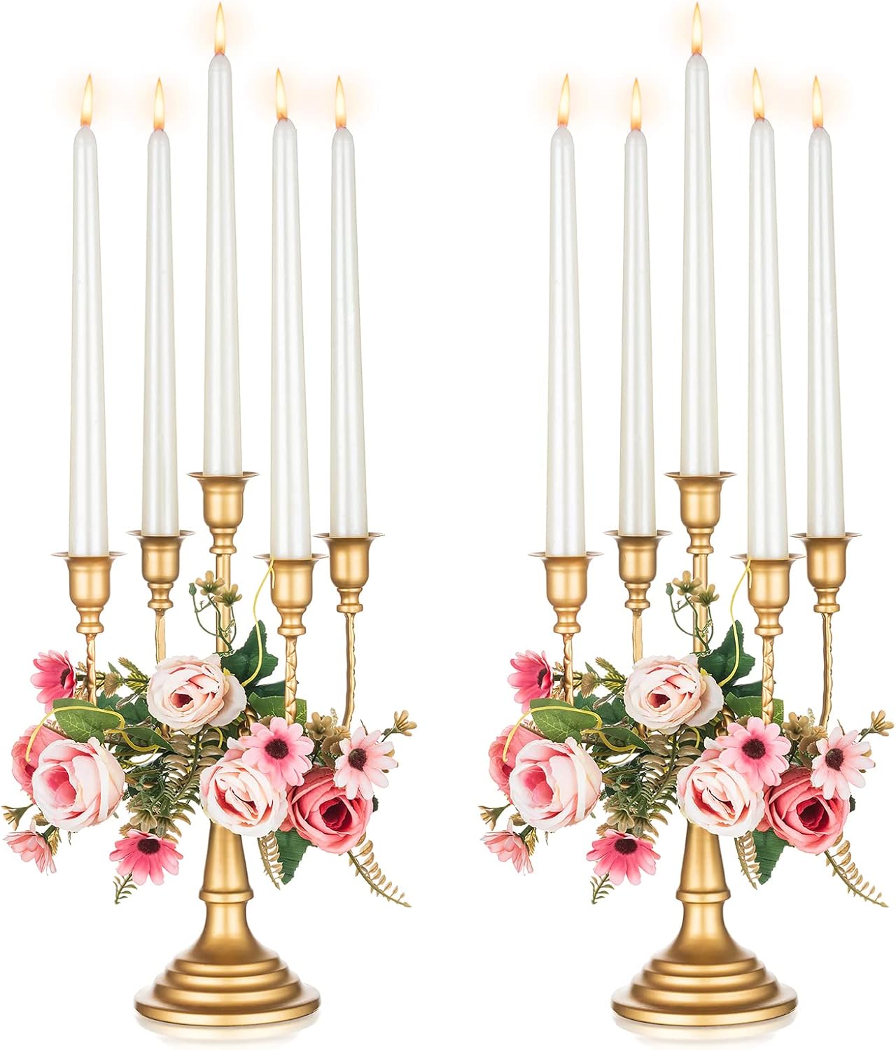 NUPTIO Gold Candelabras Candle Holder Set of 2
