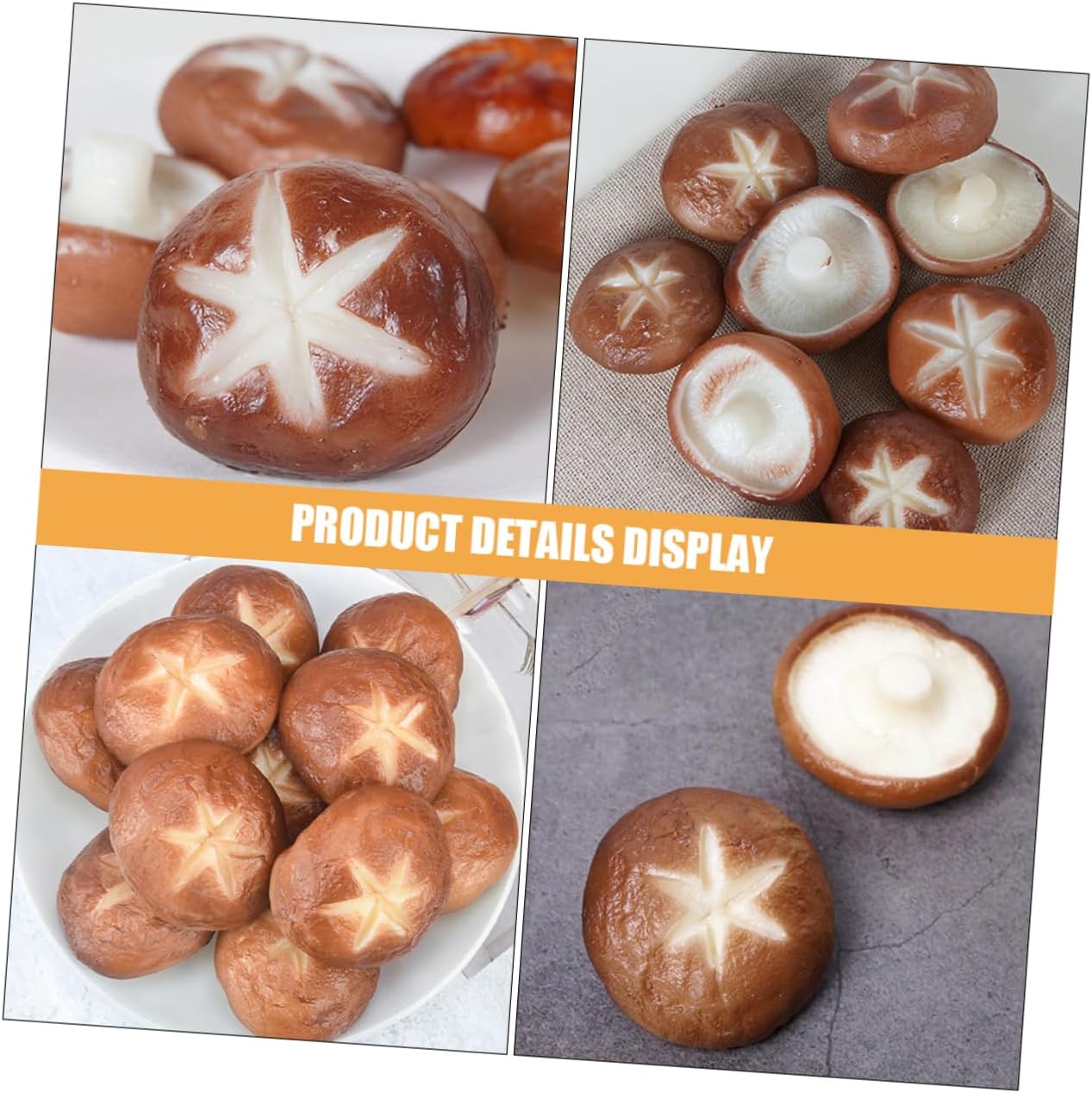 5pcs Artificial Shiitake Mushroom Model for Barbecue and Photo Props