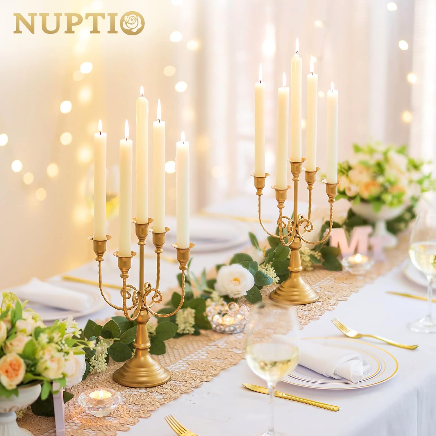 NUPTIO Gold Candelabras Candle Holder Set of 2