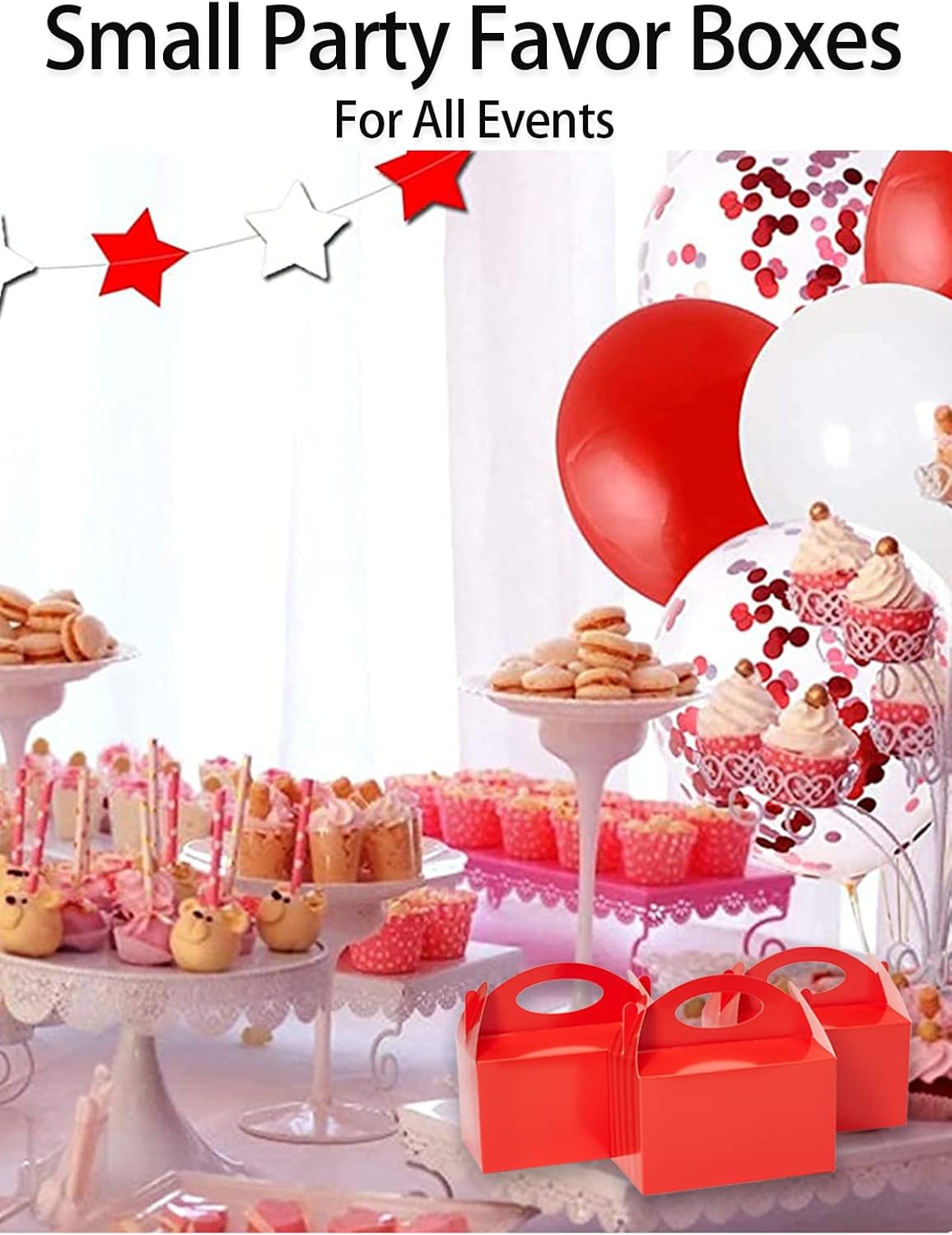 Happyhiram 12 Red Valentine Candy Boxes with Handle