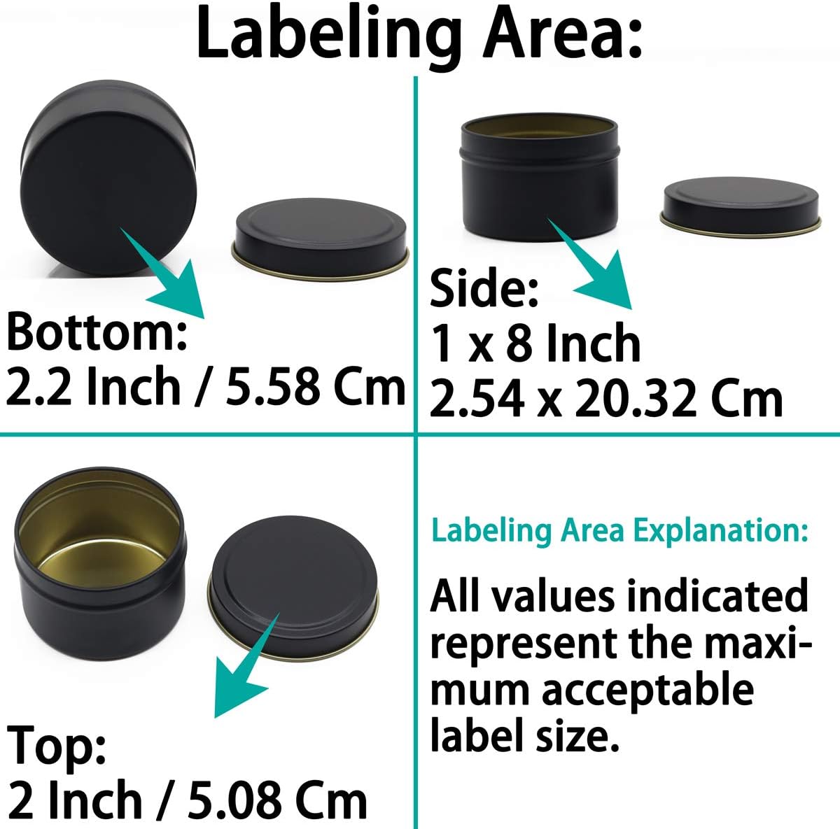 Aroparc Black Tins 4oz 24 Pack Candle Containers