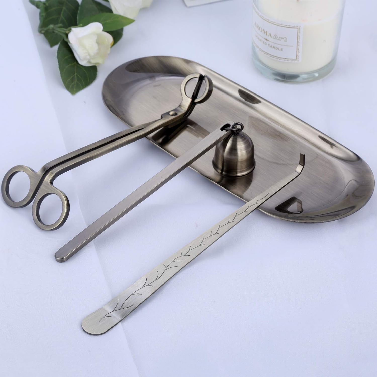 MUXSAM 4 in 1 Candle Care Set with Wick Trimmer and Snuffer