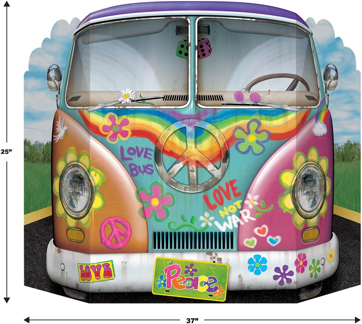 Beistle 2 Piece 60s Theme Hippie Bus Photo Booth Props