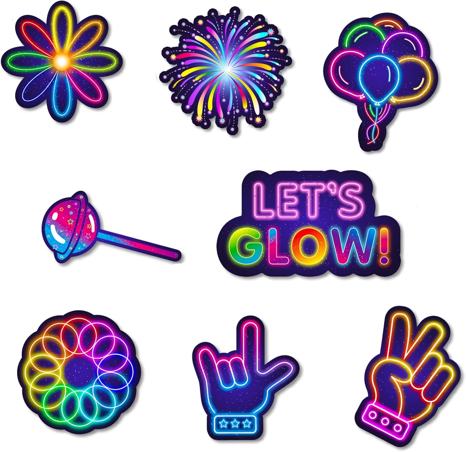 25pcs Glow Neon Photo Booth Props with Stick
