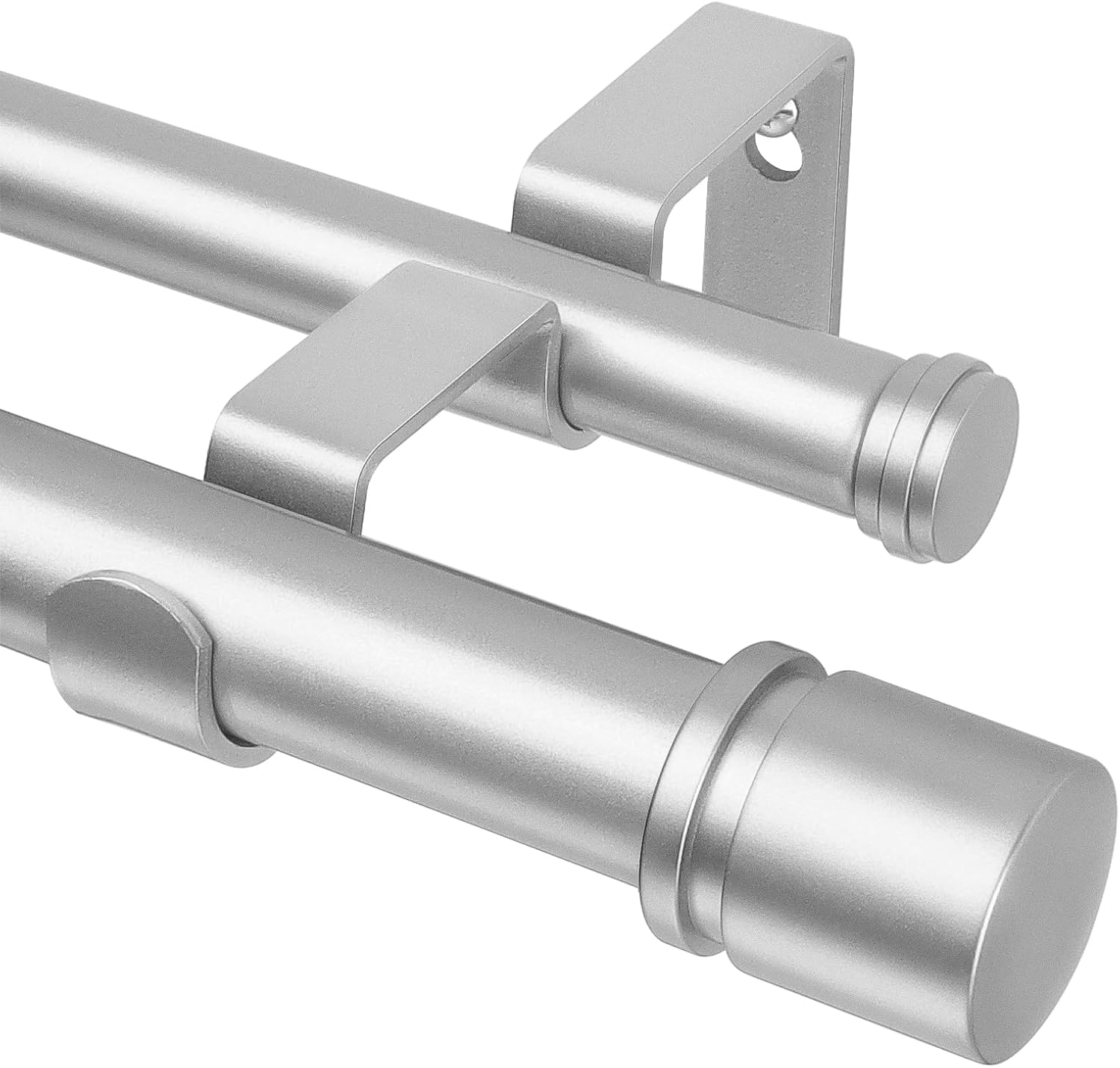 Hotozon Double Curtain Rods 72-144 Inch Silver