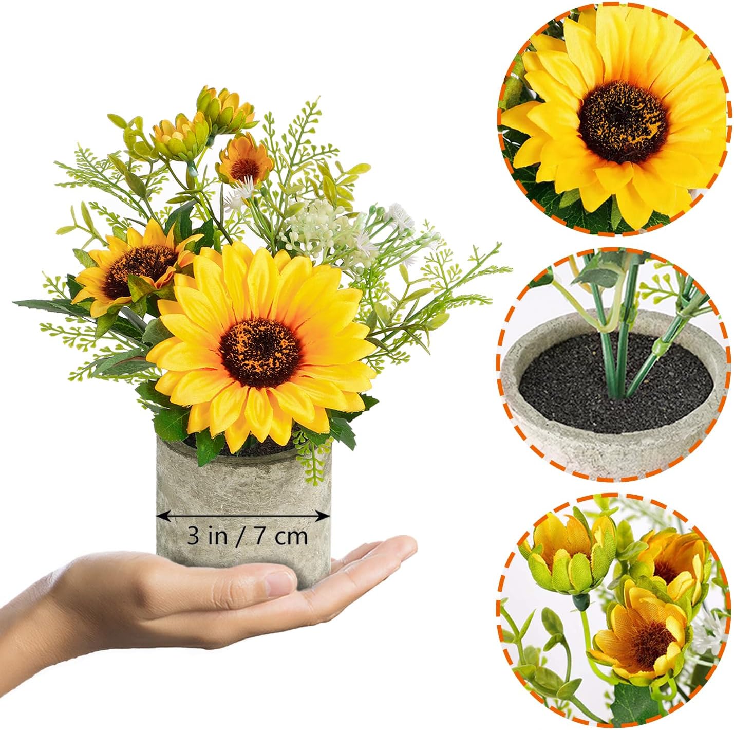 COCOBOO Sunflower Artificial Flower Pot for Home Decor