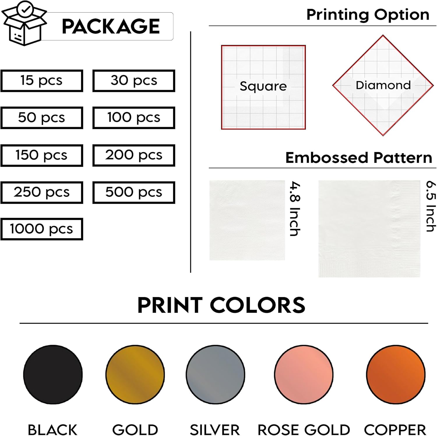 Luxury Custom Engagement Napkins Set of 15
