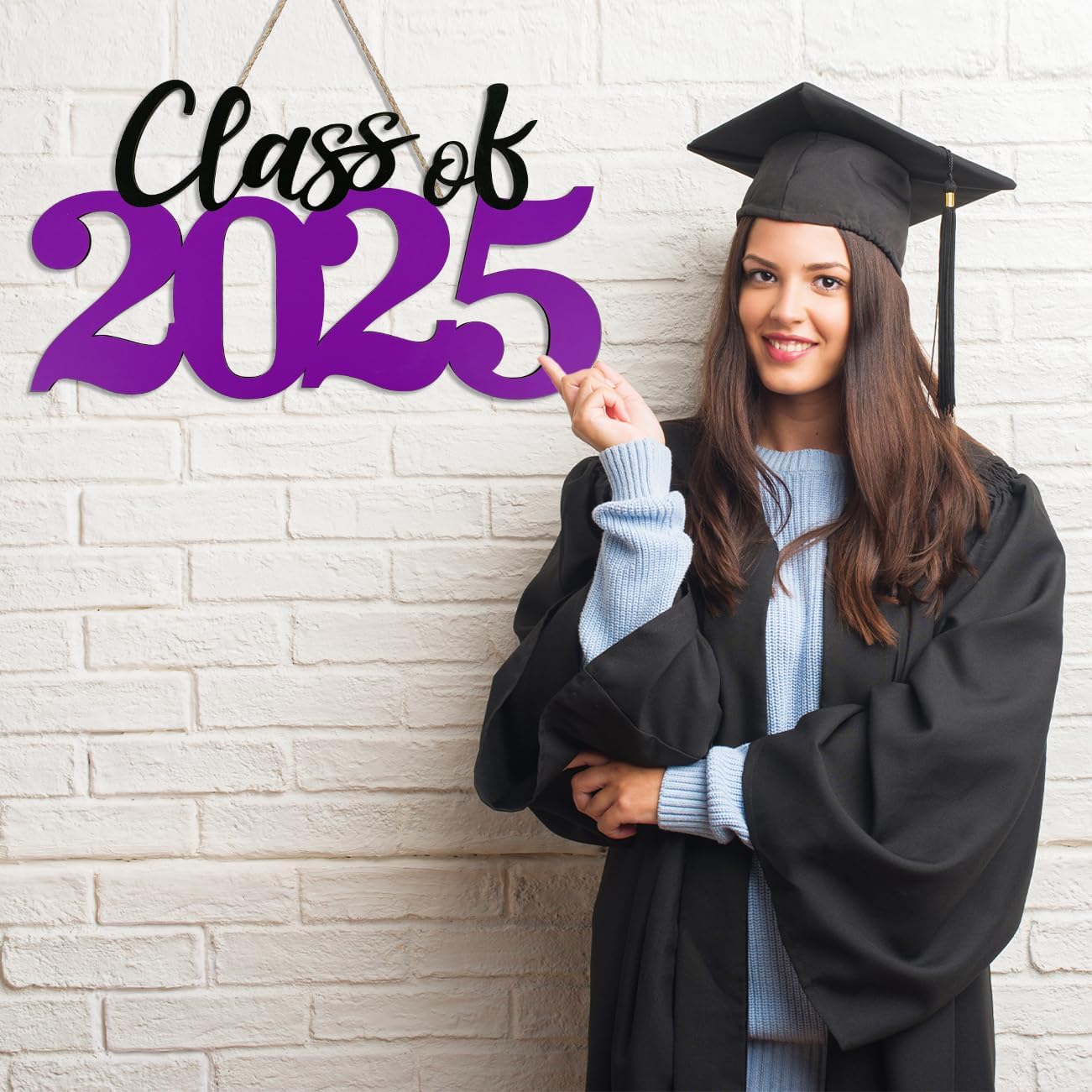 Class of 2025 Purple Wooden Graduation Sign