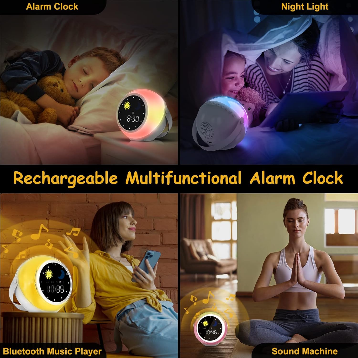 Kids Alarm Clock with Wake Up Light and Music Player