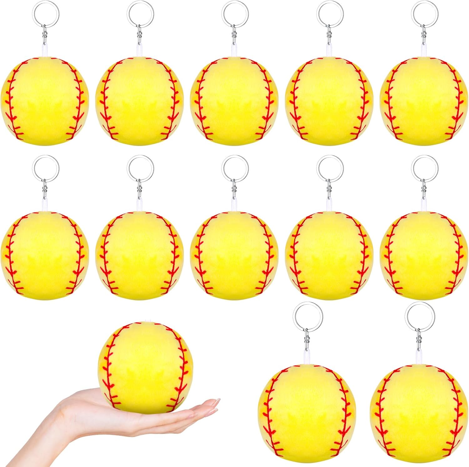 12 Pcs Plush Softball Keychains 43 Inch Team Spirit Keyrings