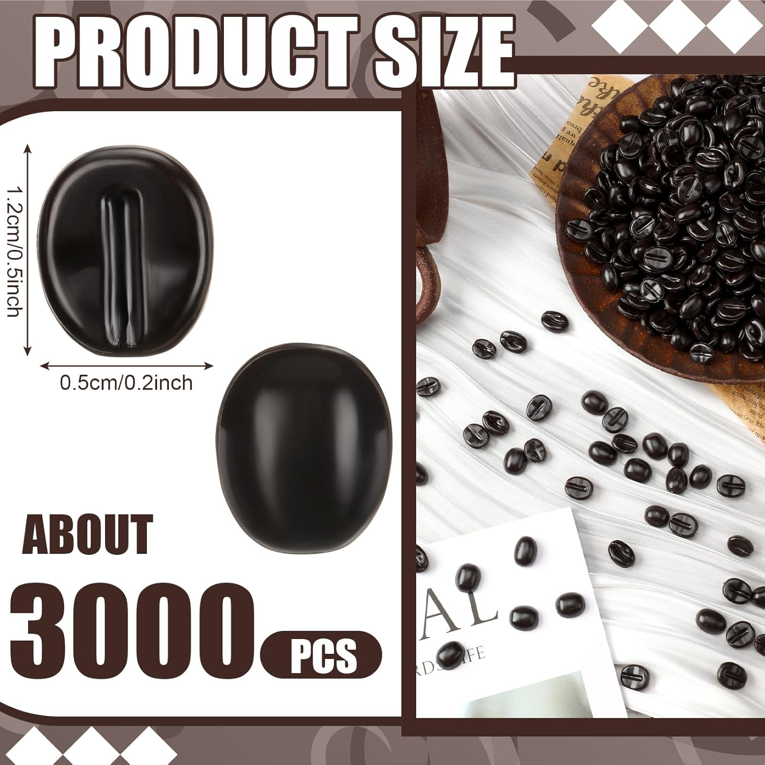 1000g Fake Coffee Beans Bulk for Decor and Crafts