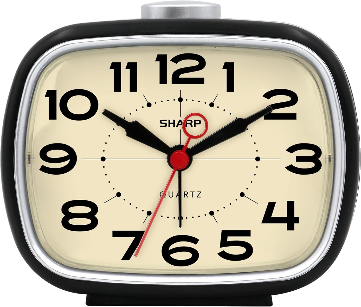 Sharp Battery Powered Alarm Clock Retro Design Quiet Operation
