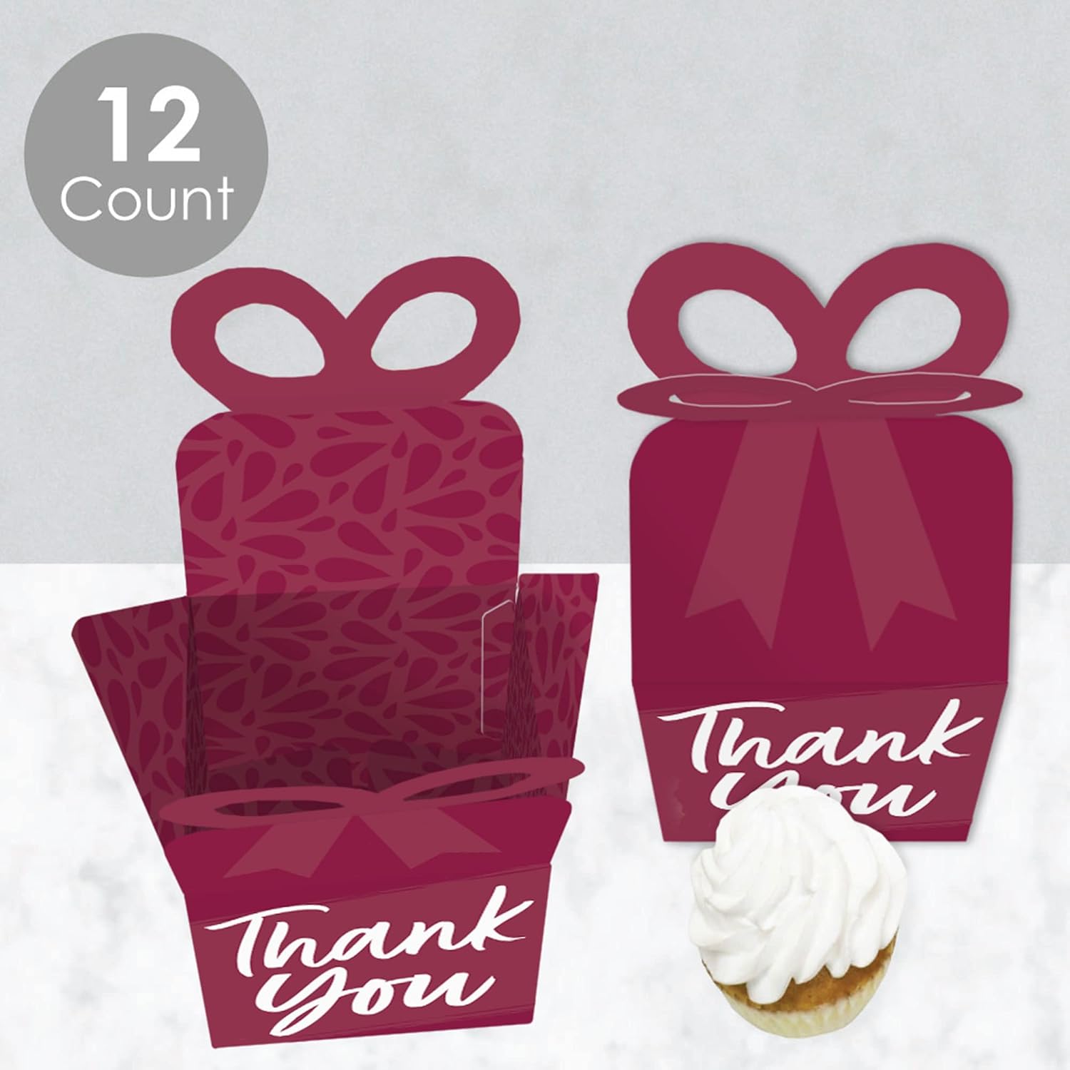 Burgundy Elegantly Simple Bow Box Set of 12