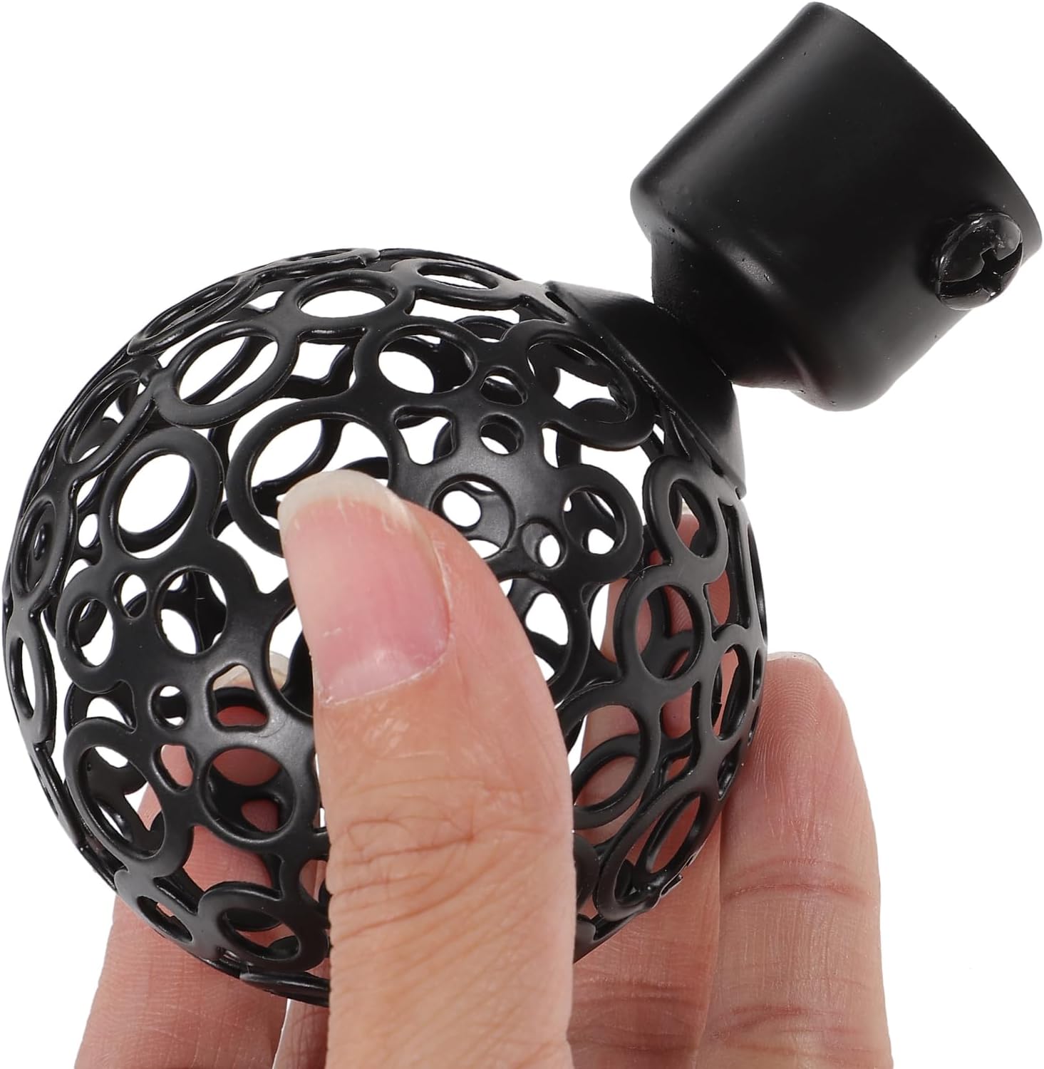 DOITOOL 2Pcs Curtain Finials Black Metal Rod Ends for 2cm Diameter