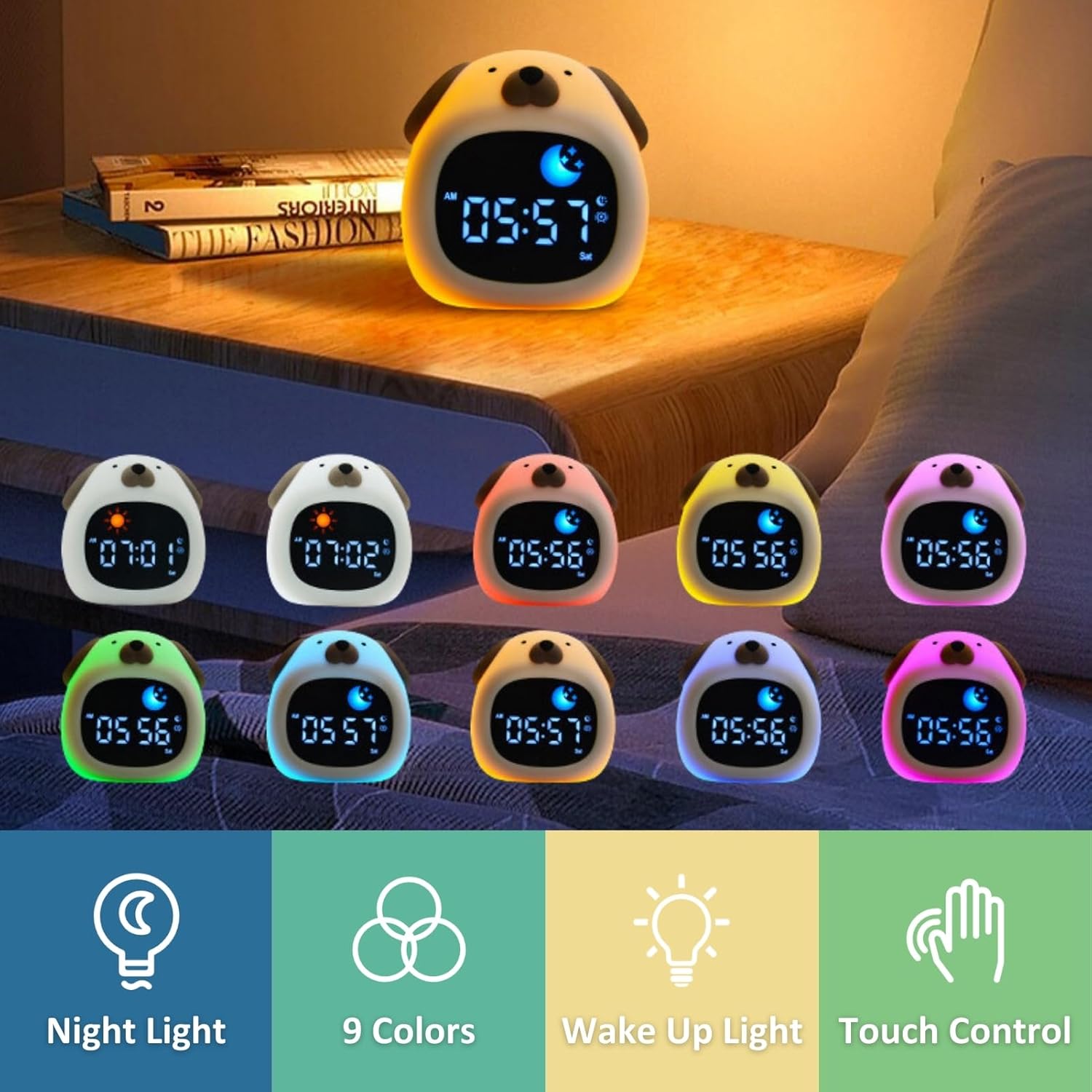 GALYNA Kids Alarm Clock with Night Light and White Noise