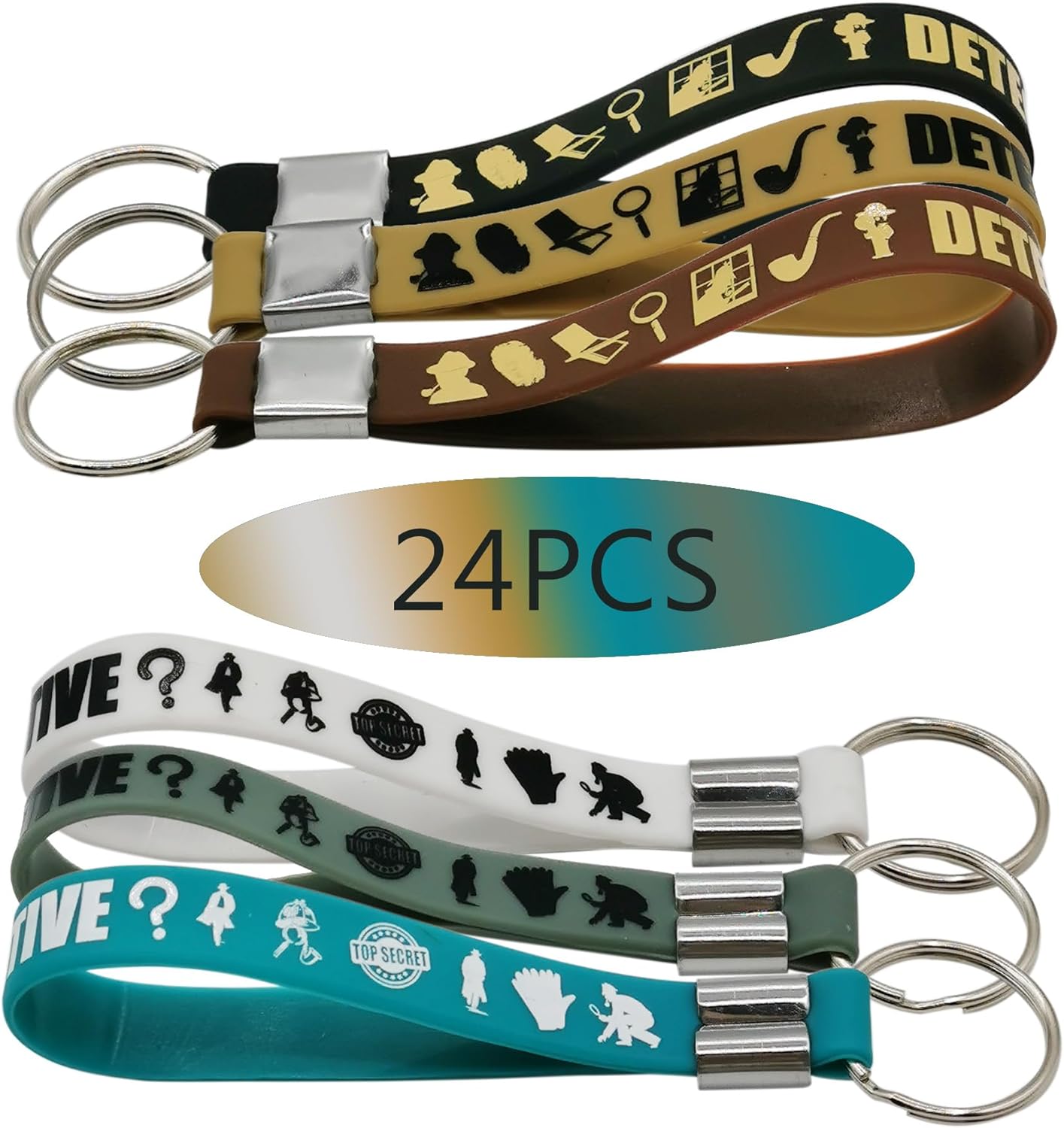 CupaPlay 24PCS Detective Rubber Keychains