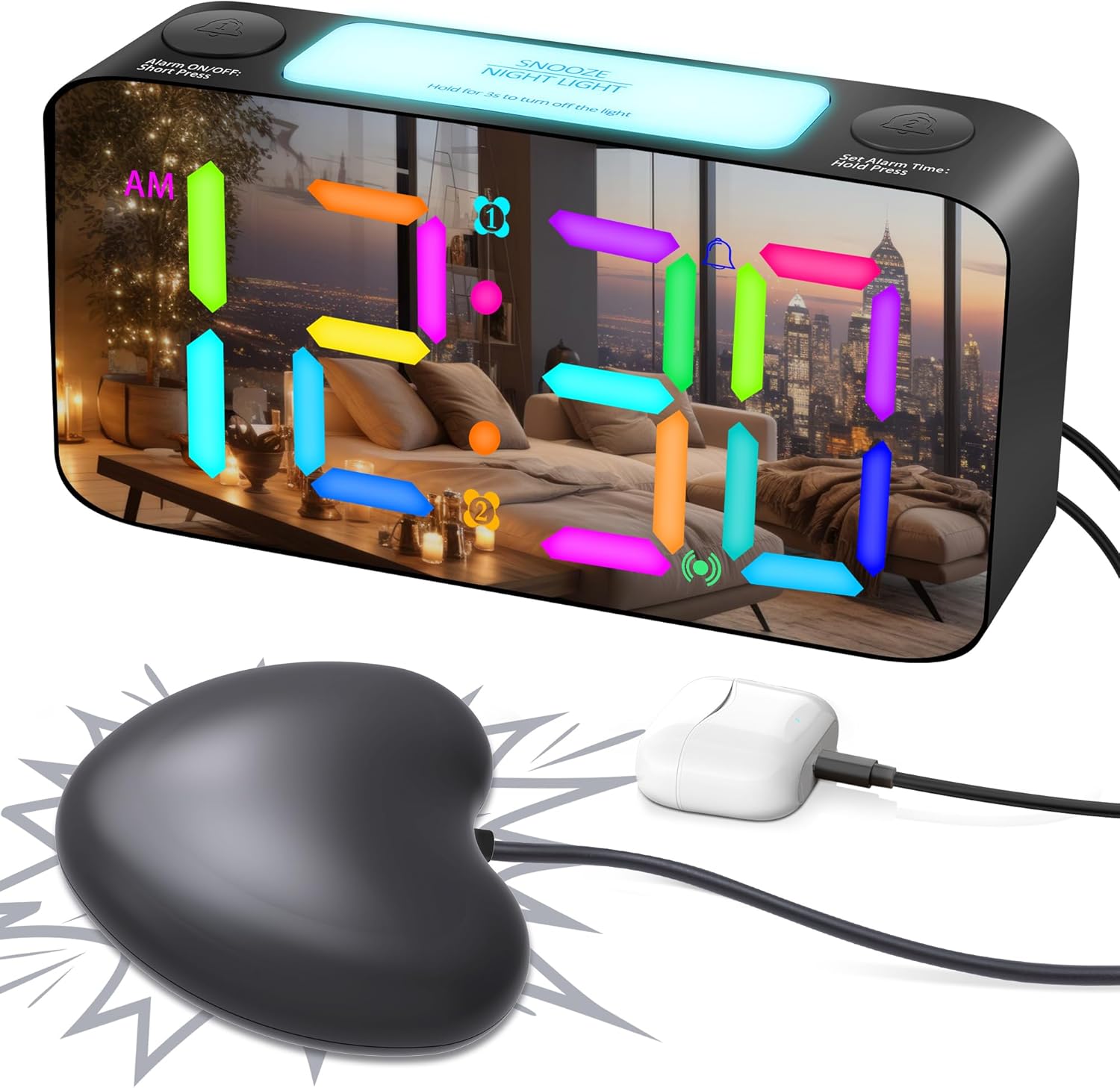 Extra Loud RGB Alarm Clock for Heavy Sleepers