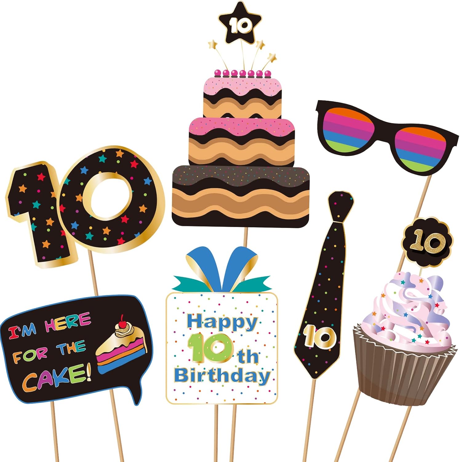 BRT Bearingshui 10th Birthday Photo Booth Props Kit