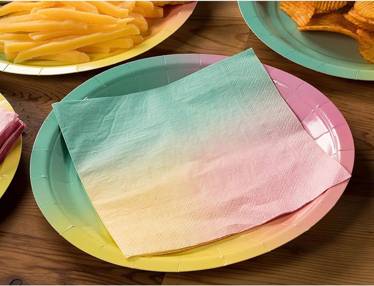 150 Pack Rainbow Cocktail Napkins 2 Ply 65x65 In