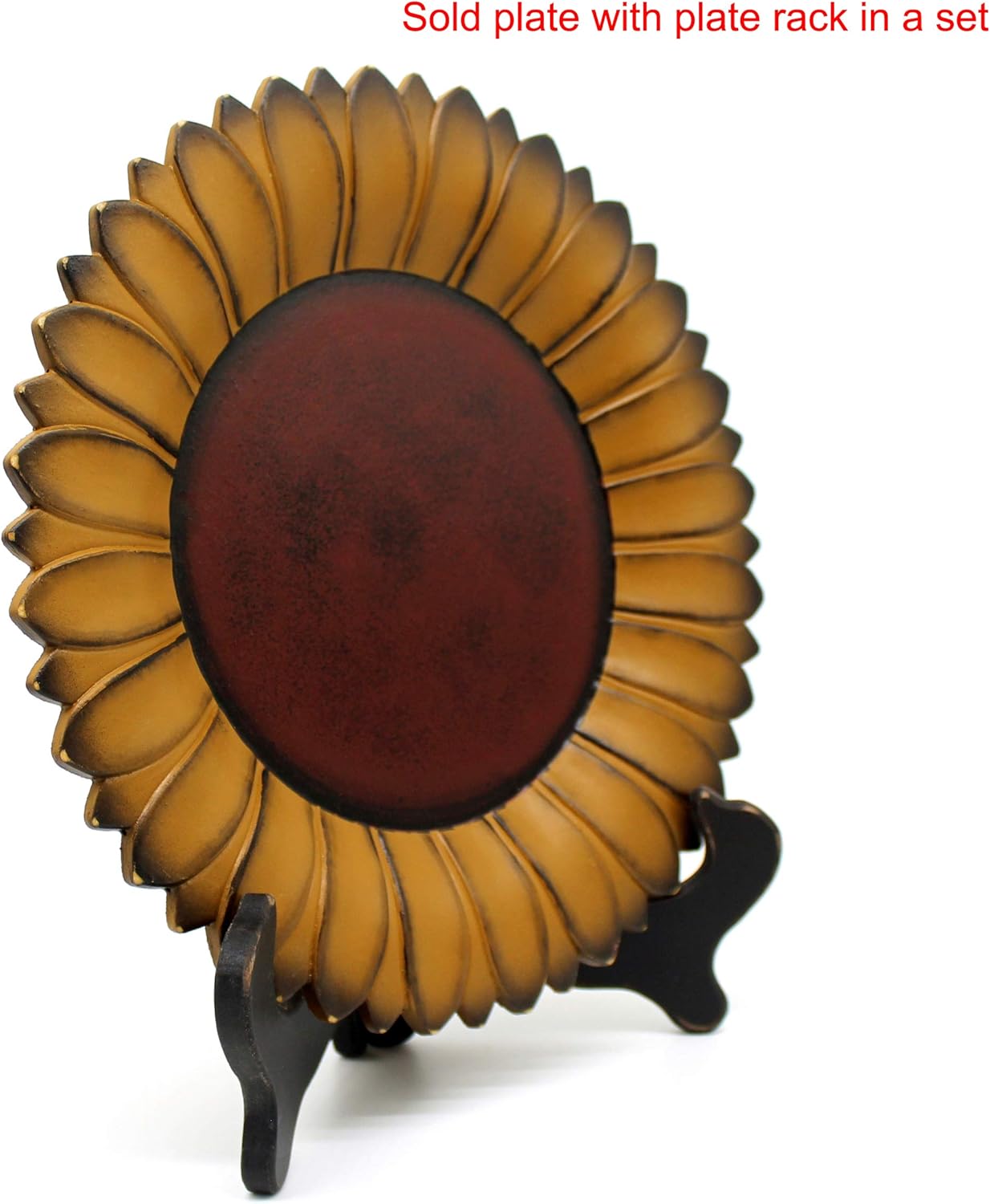CVHOMEDECO Sunflower Shape Wooden Plate 11 Inch