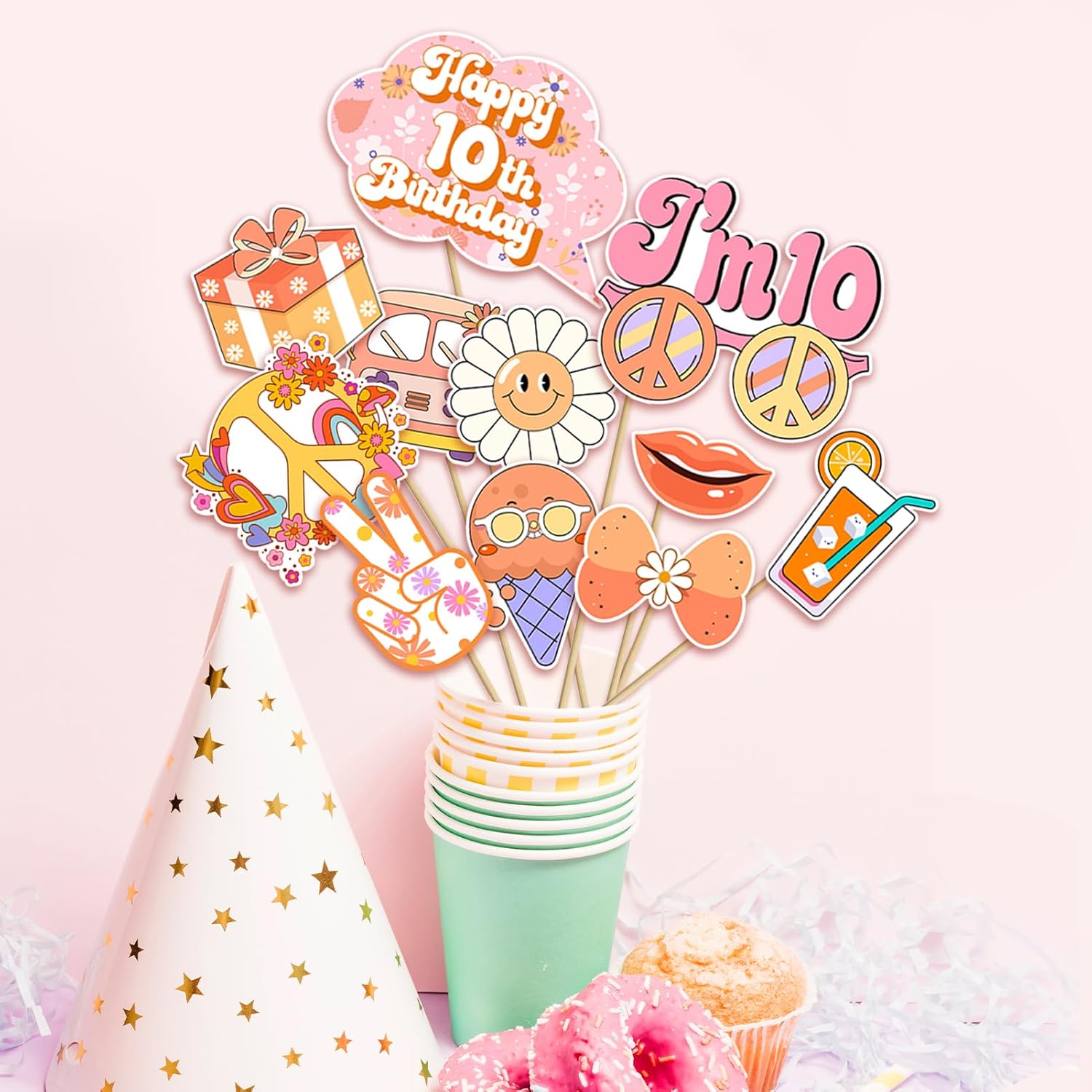 Boho Groovy 10th Birthday Photo Booth Props