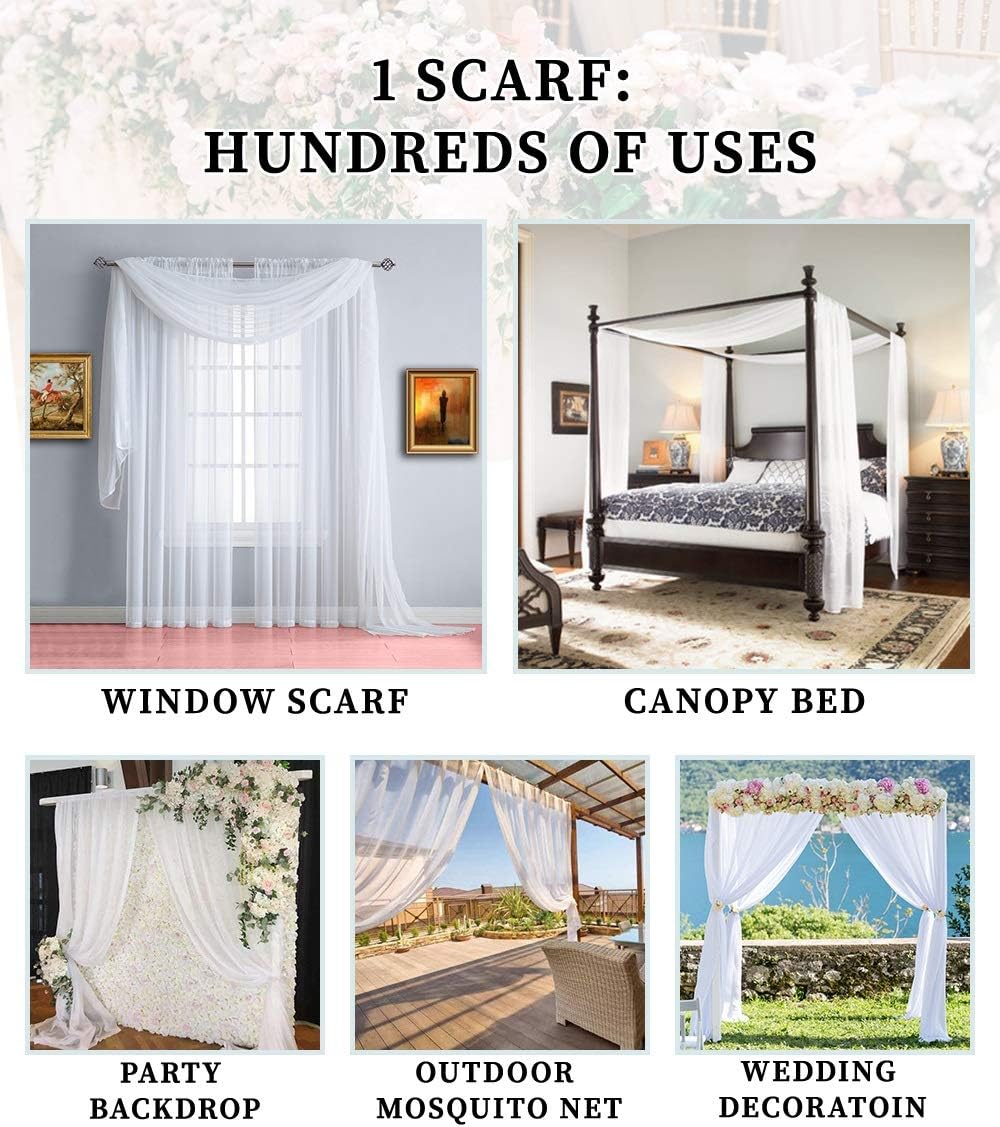 Warm Home Designs 24 Feet Beige Sheer Window Scarf