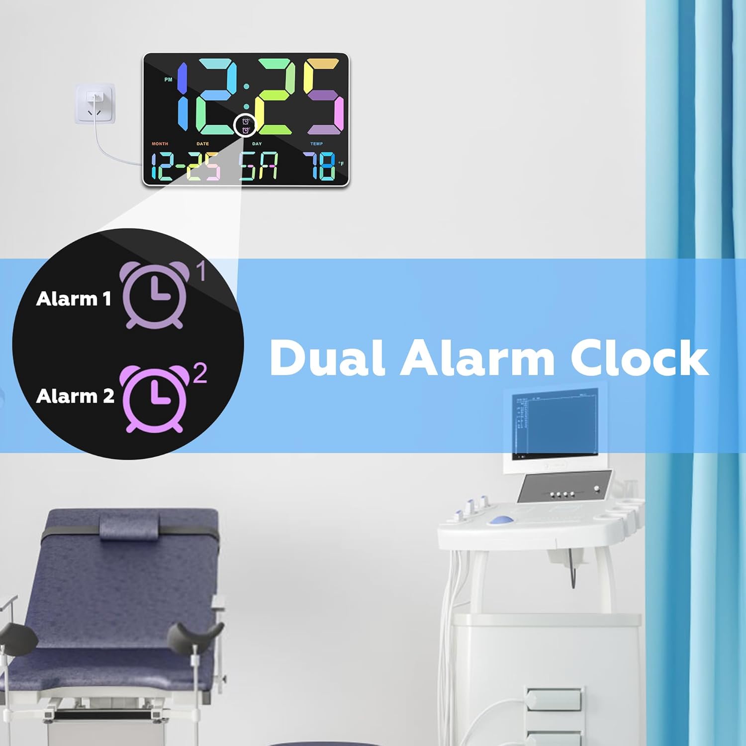 Amgico RGB Digital Alarm Clock with Snooze and Temperature Display