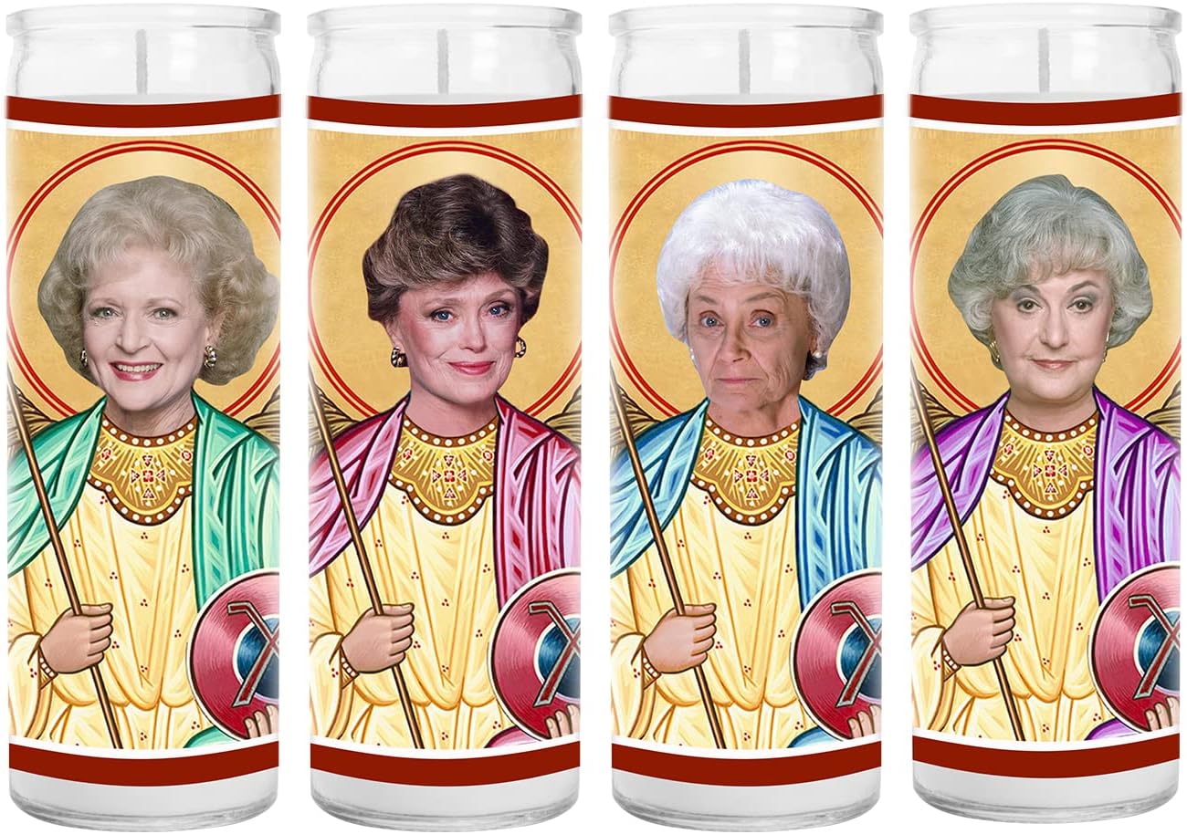Celeb Prayer Candle Golden Comedy Glass Jar Candle 8 Inch
